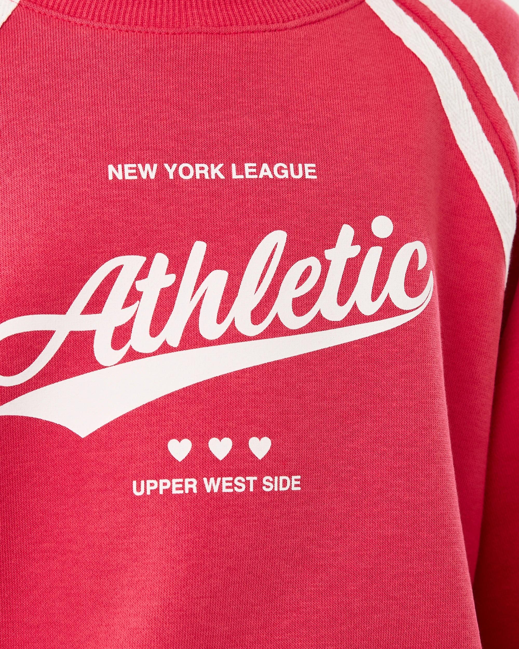 5 Raglan Sport Crew Neck Sweatshirt Red Slogan, 5 of 8