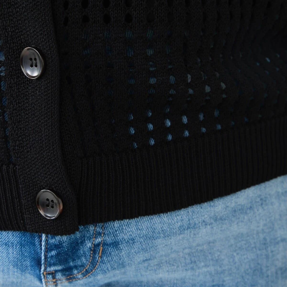 7 Curve Short Sleeve Collared Cardigan Black, 7 of 7