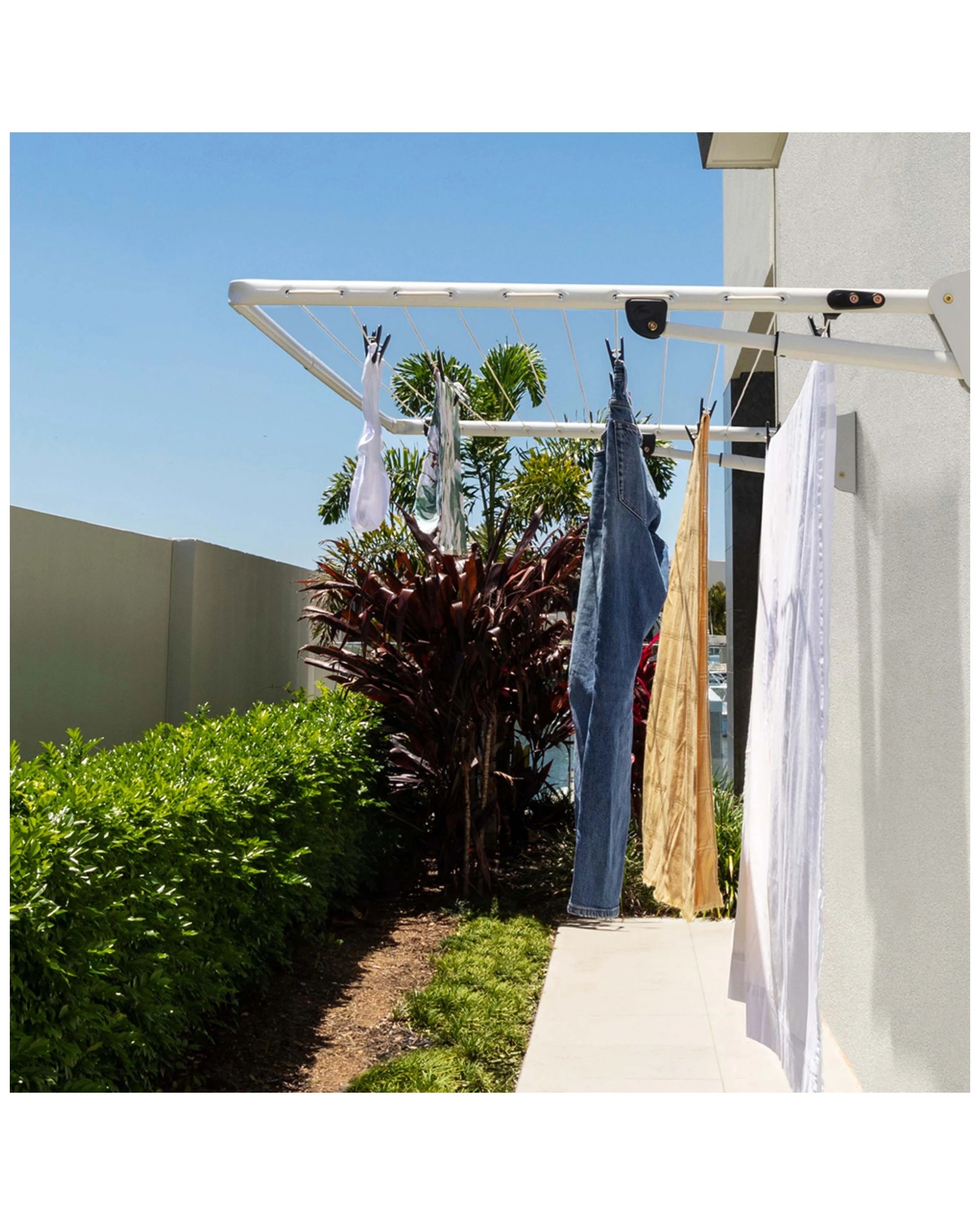 3 Hills Single Outdoor Folding Frame Steel Clothes Rack 26m Drying Space Surfmist
 - Natural, 3 of 3