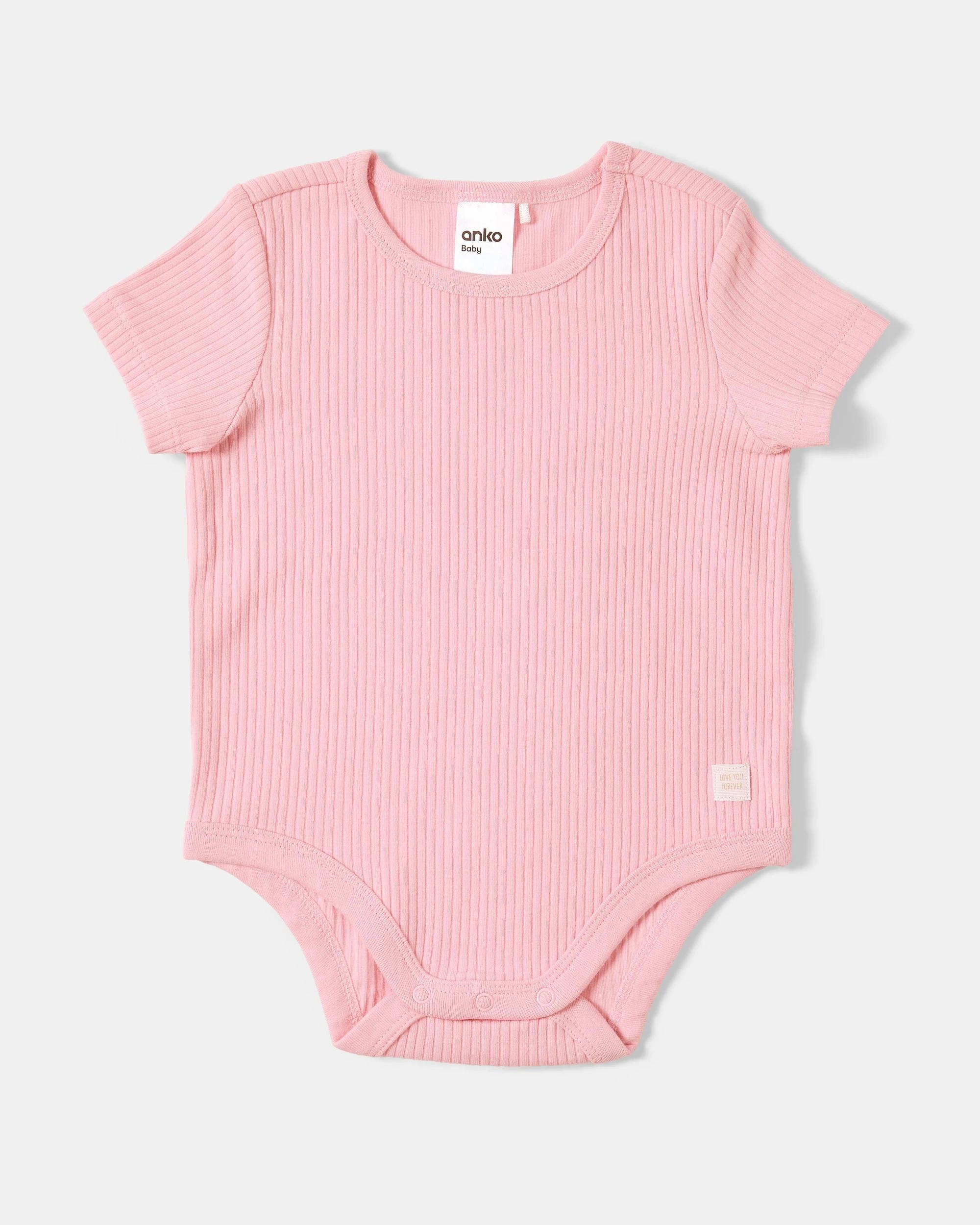 5 3 Pack Short Sleeve Rib Bodysuits Pink Multi, 5 of 8
