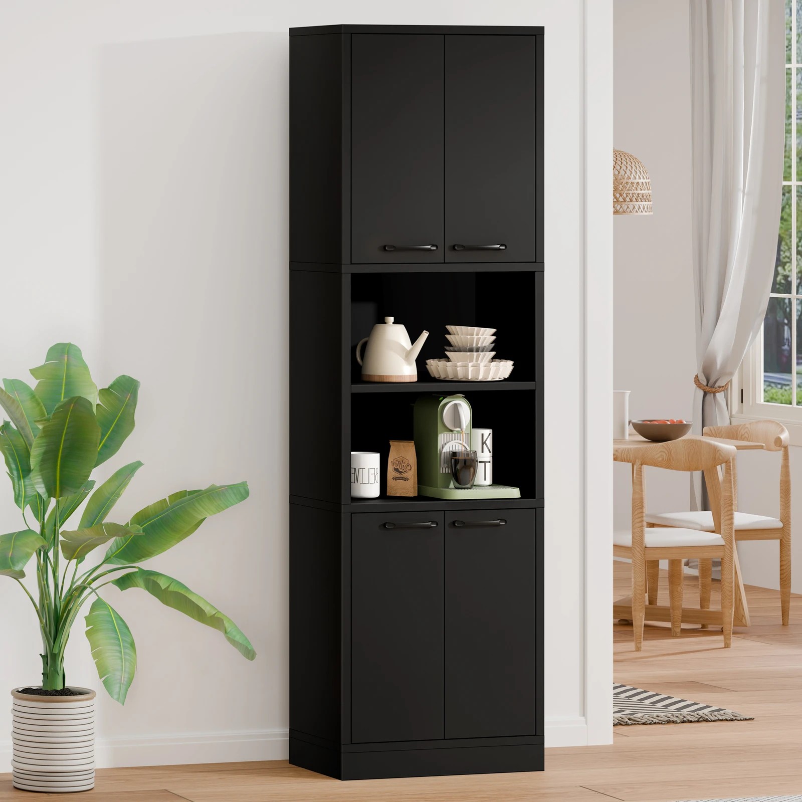 2 Alfordson Buffet Sideboard 190CM Storage Cabinet Tall Cupboard Kitchen - Black, 2 of 4