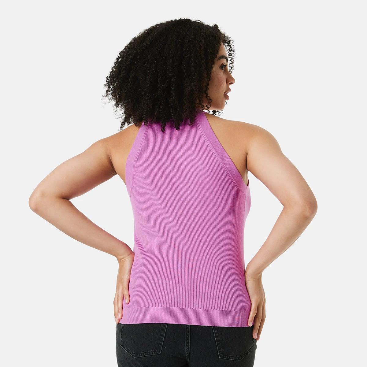 3 Sleeveless True Knit Halter Neck Top Pink, 3 of 5