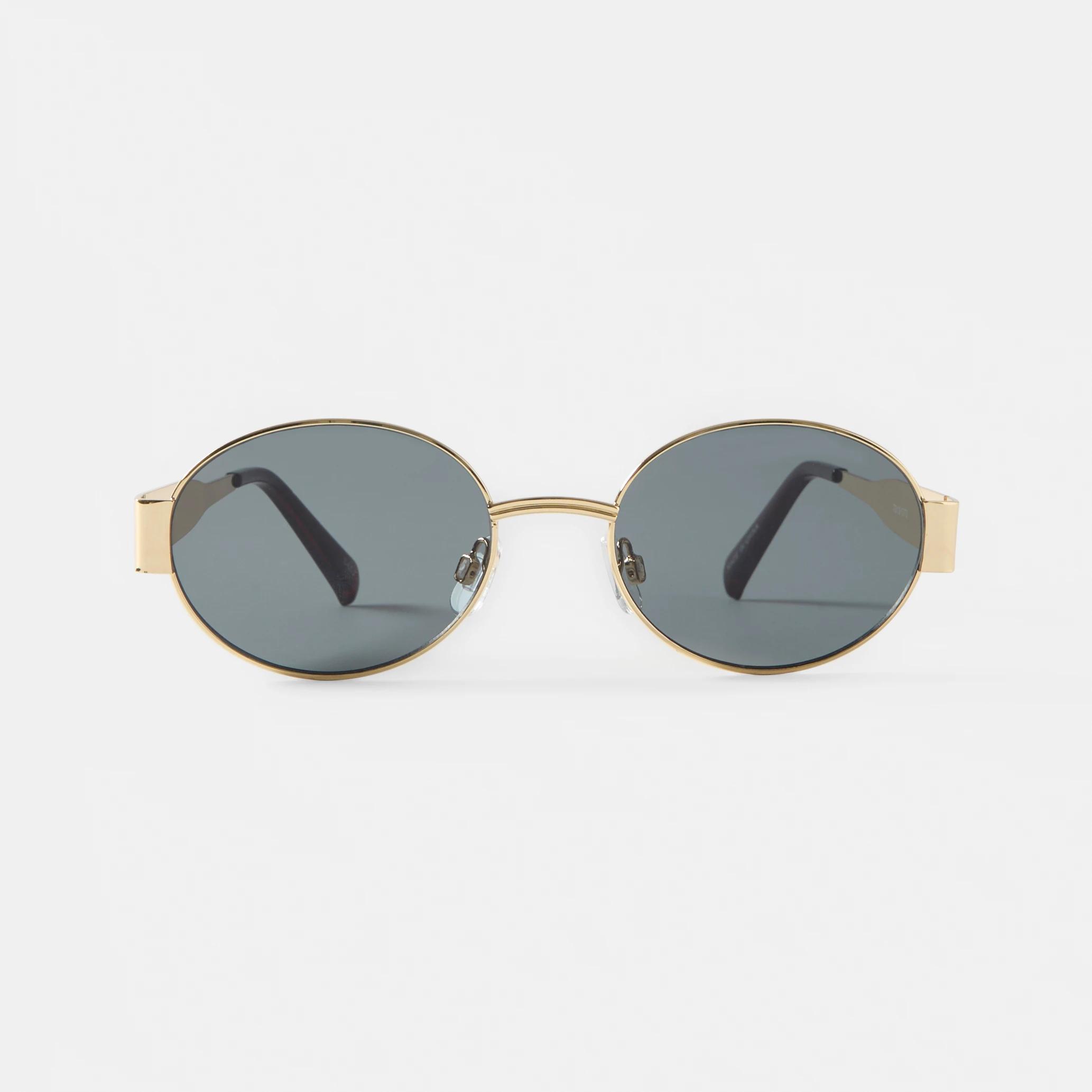 1 Oval Metal Sunglasses Gold, 1 of 8