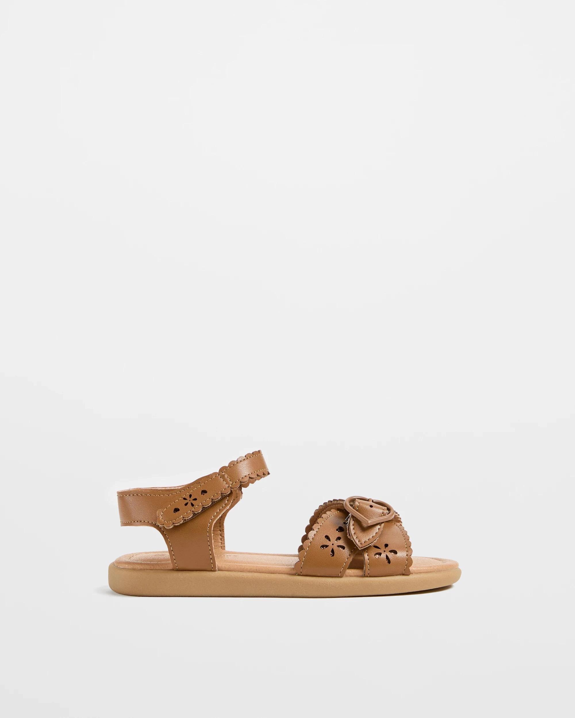 1 Target Kids Girls Junior Scallop Laser Cut Sandal NATURAL, 1 of 3