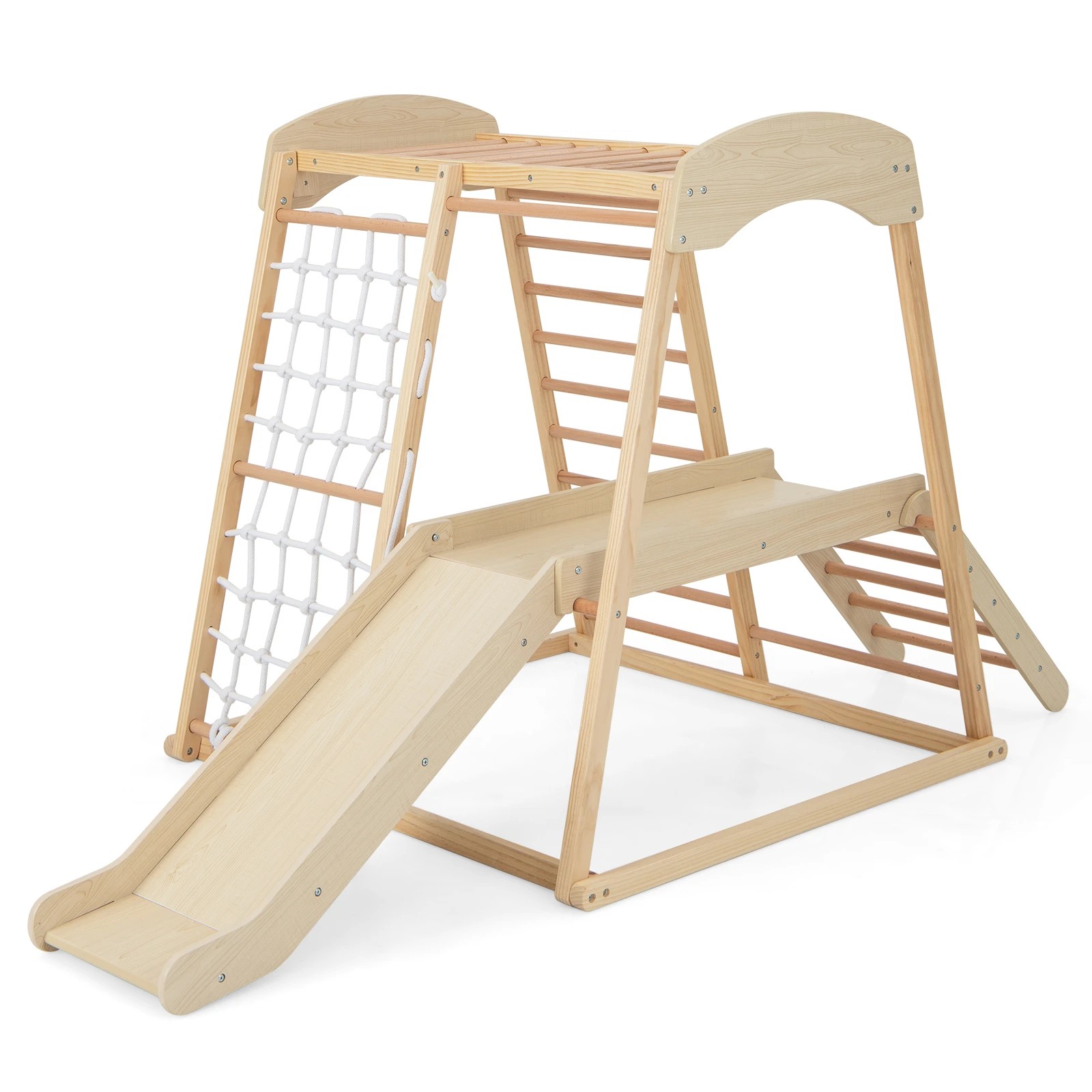 1 Costway Climb Playset 6-in-1 Jungle Gym Play Center - Natural, 1 of 3