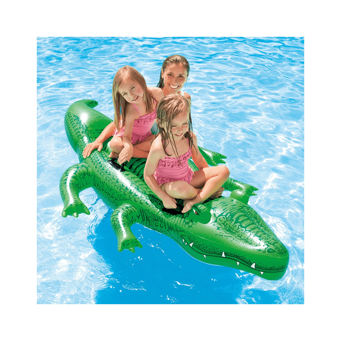 2 Intex 203cm Inflatable Crocodile Ride On Kids Water Toy 3 Years Plus Pool Float - Green, 2 of 2