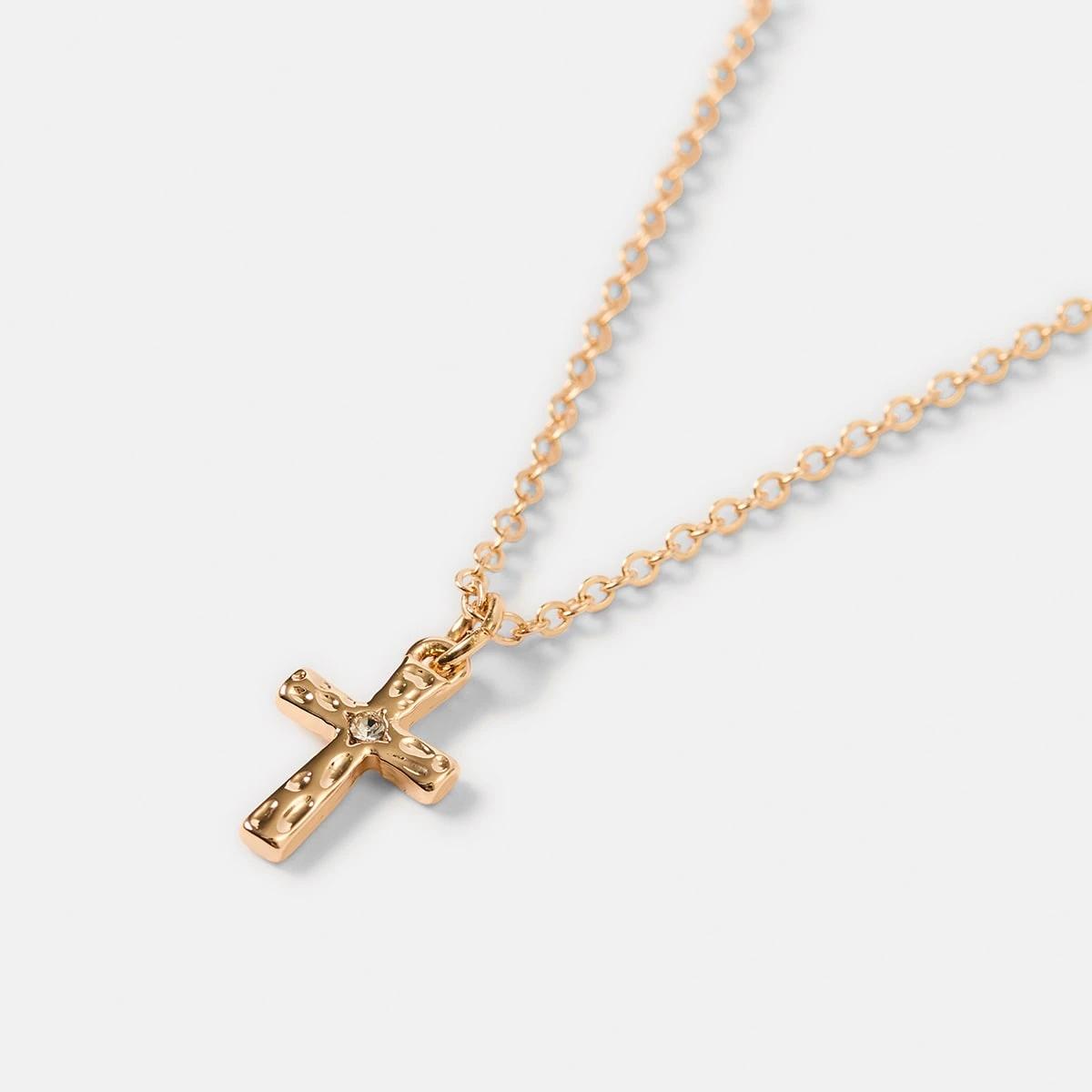 1 Basic Cross Chain - Gold Tone Gold, 1 of 4