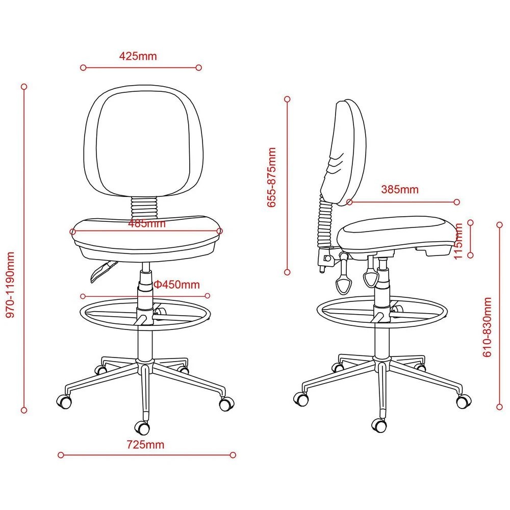 8 Deluxe Drafting Chair Black Drafting Chairs, 8 of 8