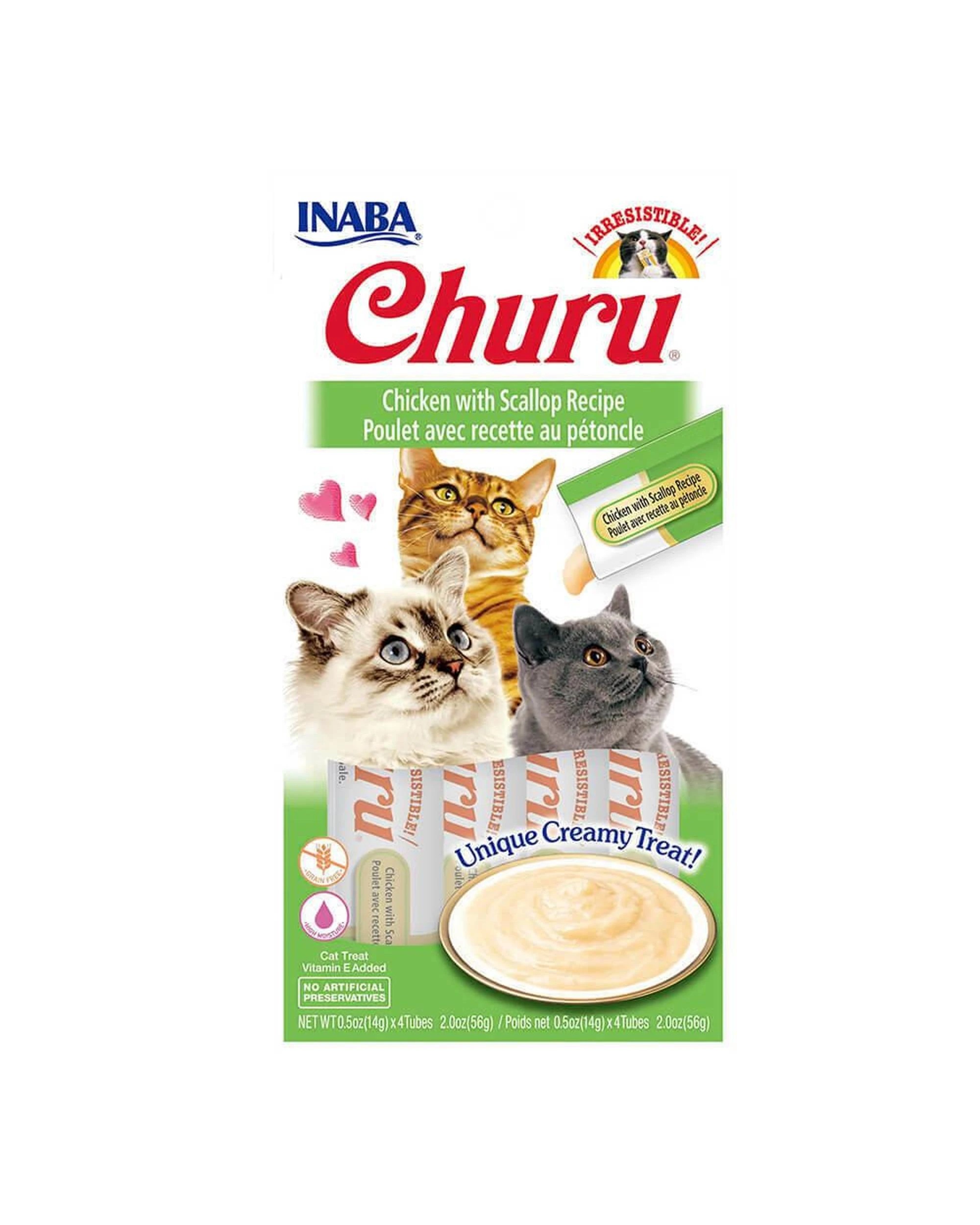 1 Inaba Churu Creamy Cat Treat Chicken w/ Scallop Recipe 6 x 56g, 1 of 2