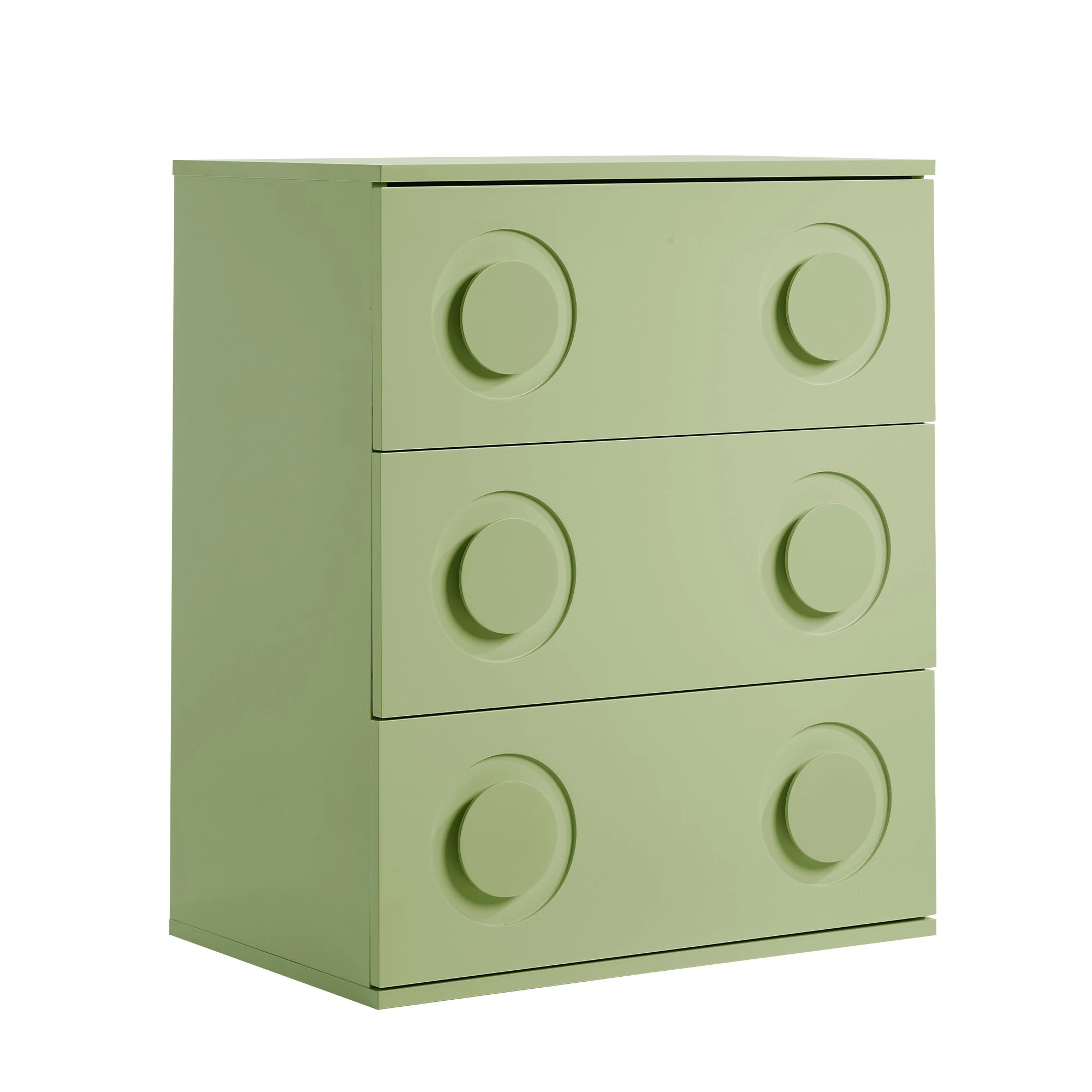 5 Oikiture 3 Chest of Drawers Spacious Cabinet Bedroom Dresser Nightstand - Green, 5 of 9