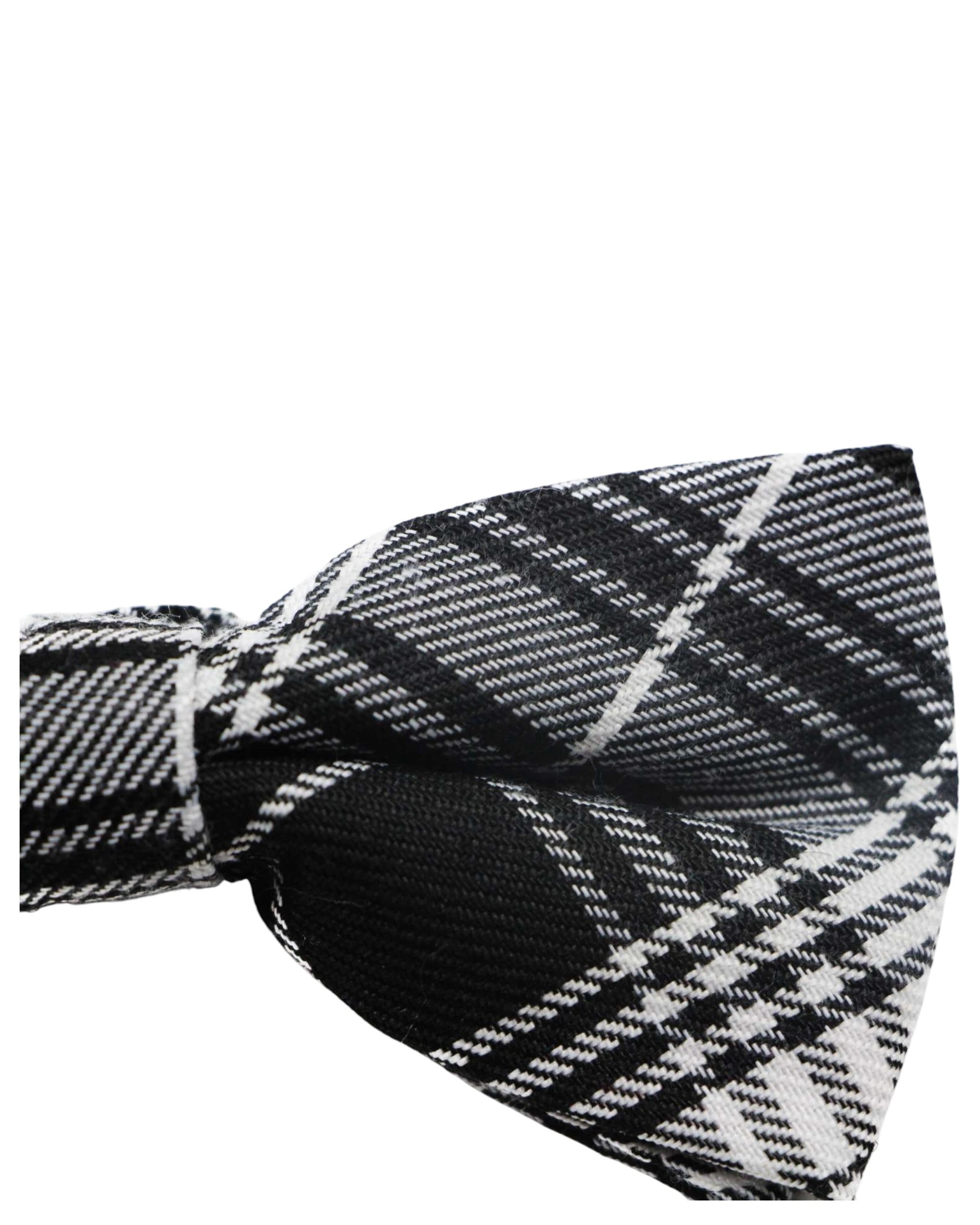 3 Zasel Mens Black & White Plaid Patterned Cotton Bow Tie - Multi, 3 of 5
