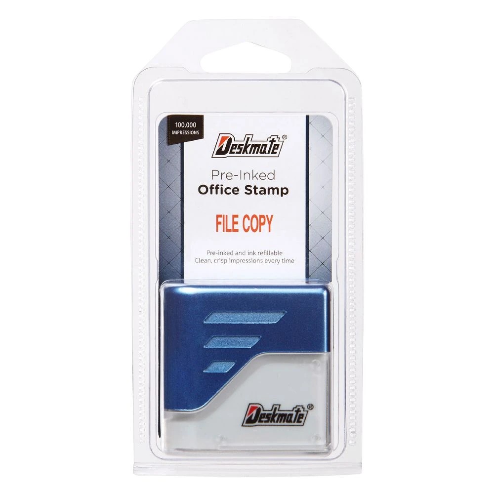 3 Deskmate Pre-Inked Office Stamps File Copy Red, 3 of 3