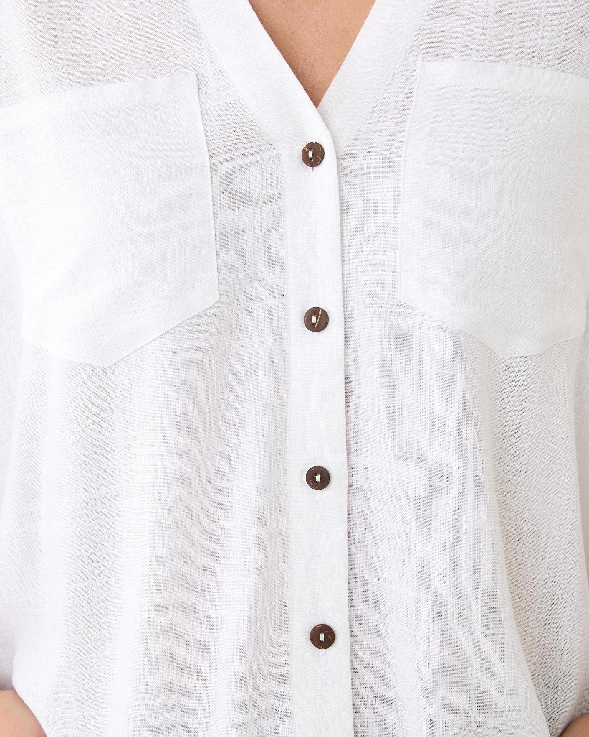 6 Short Rolled Sleeve Tab Shirt White, 6 of 8