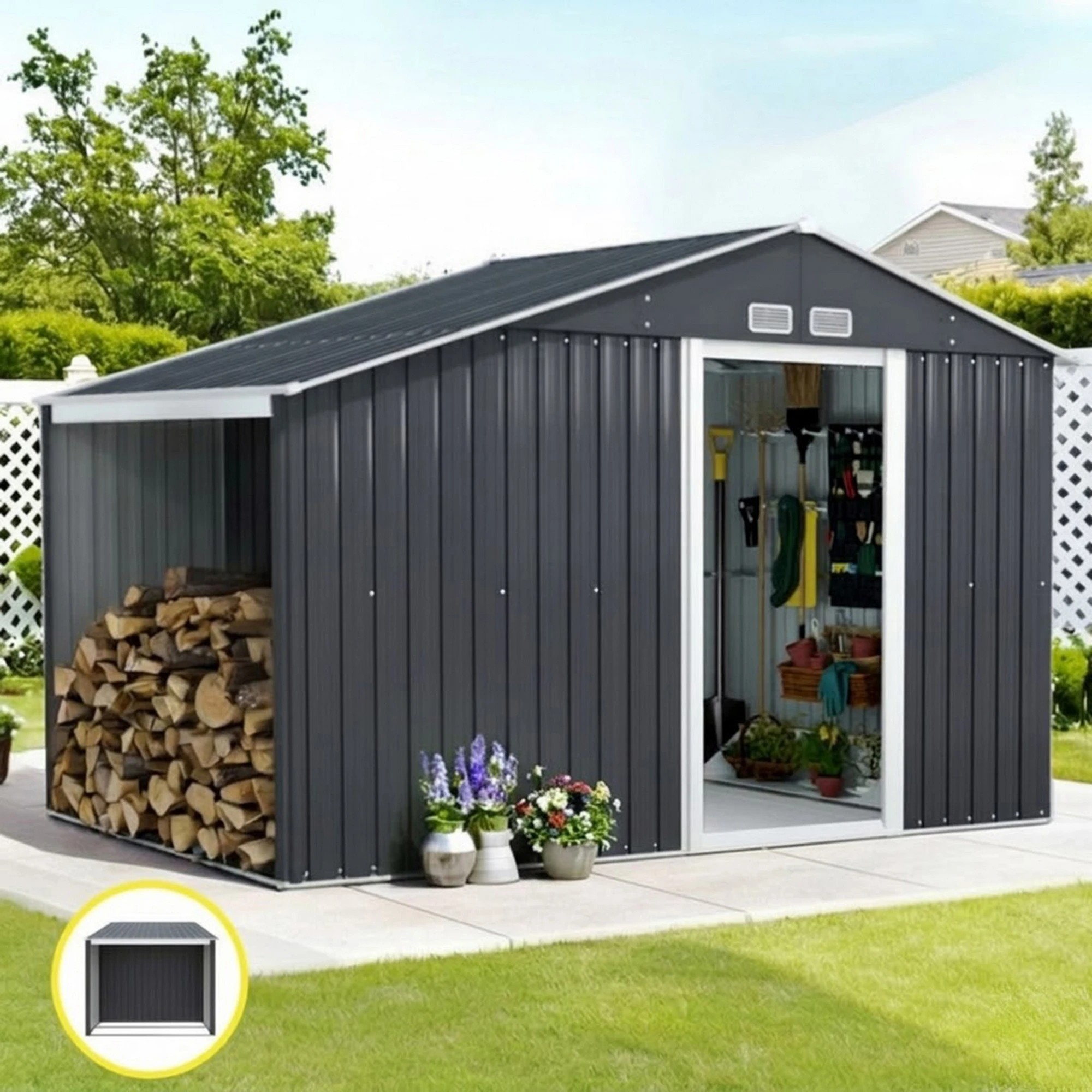 5 Giantz Garden Shed Outdoor Storage Tool Workshop House Shelter - Grey, 5 of 7