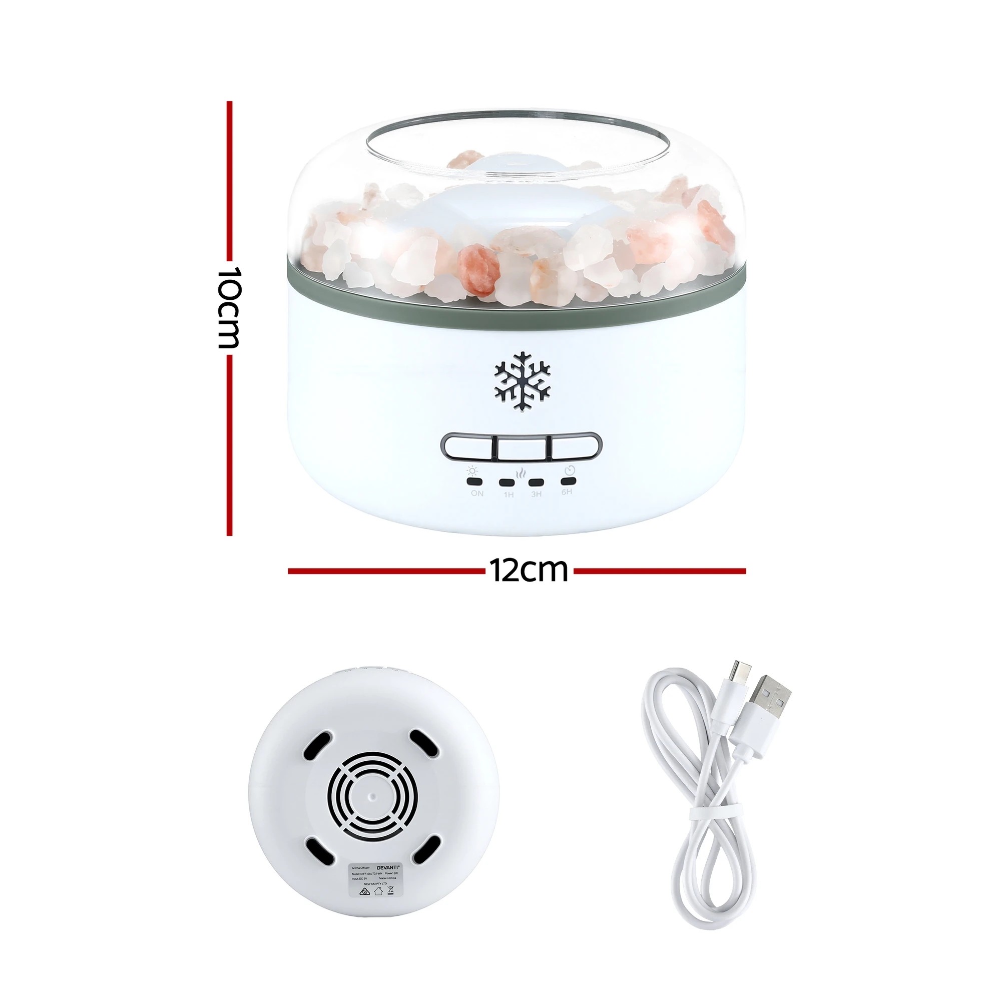 2 Devanti 150ml Salt Lamp Aroma Diffuser Ultrasonic Humidifier Purifier 7 LED, 2 of 3