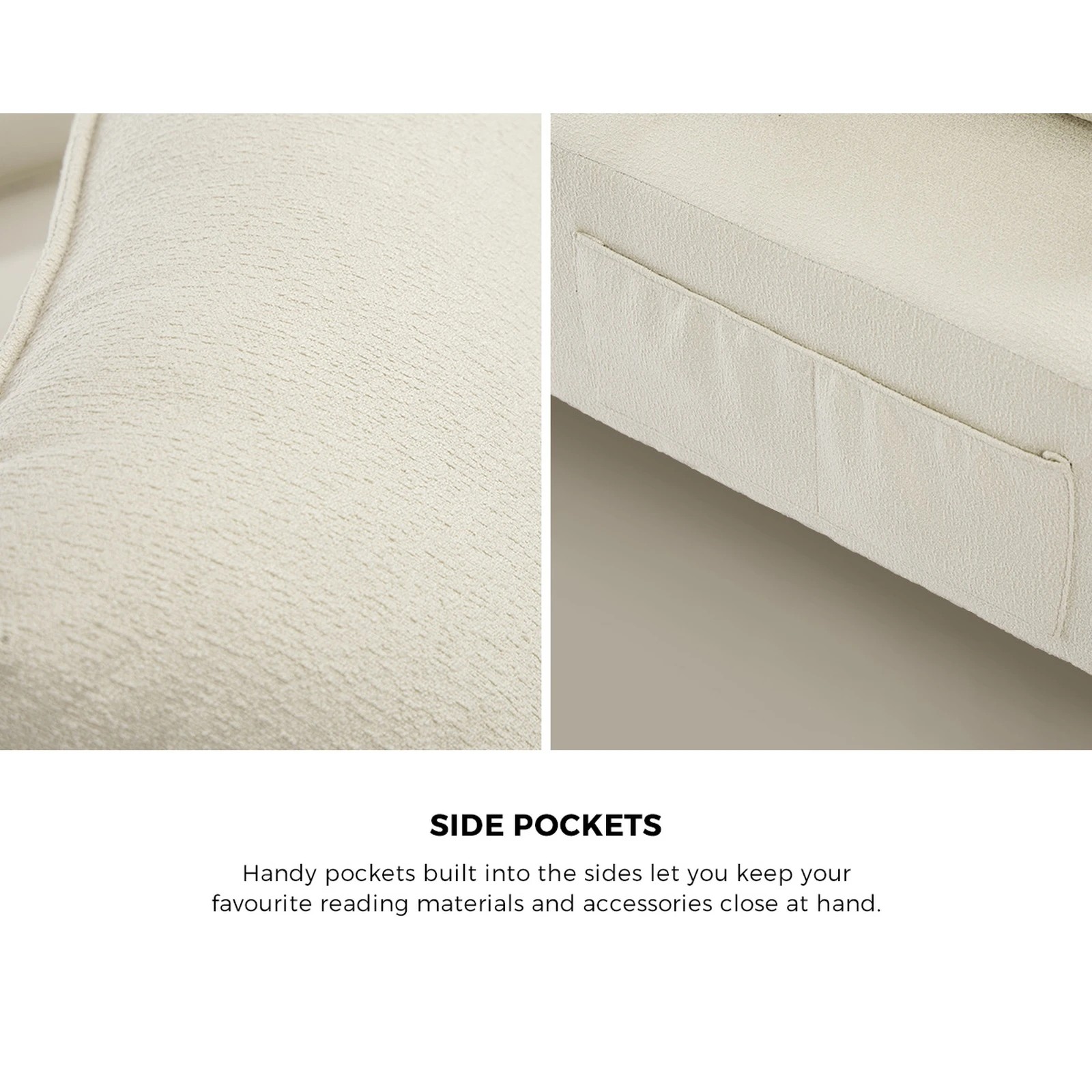 6 Oikiture 4 Seater Chenille Modular Sofa Couch Ottoman - Beige, 6 of 10