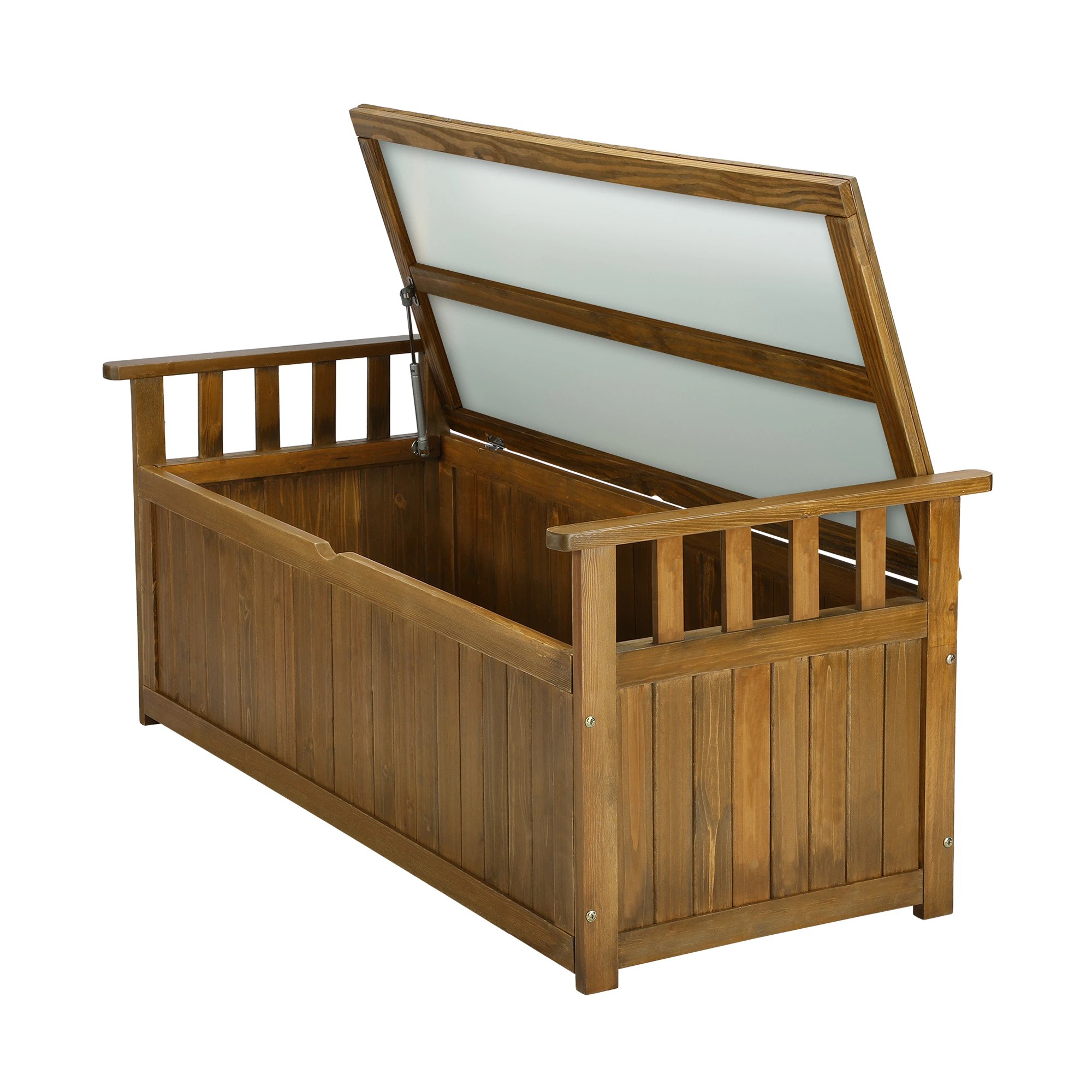 4 Livsip Outdoor Storage Box Garden Bench Wooden Container Chest Toy Cabinet XL - Natural, 4 of 7