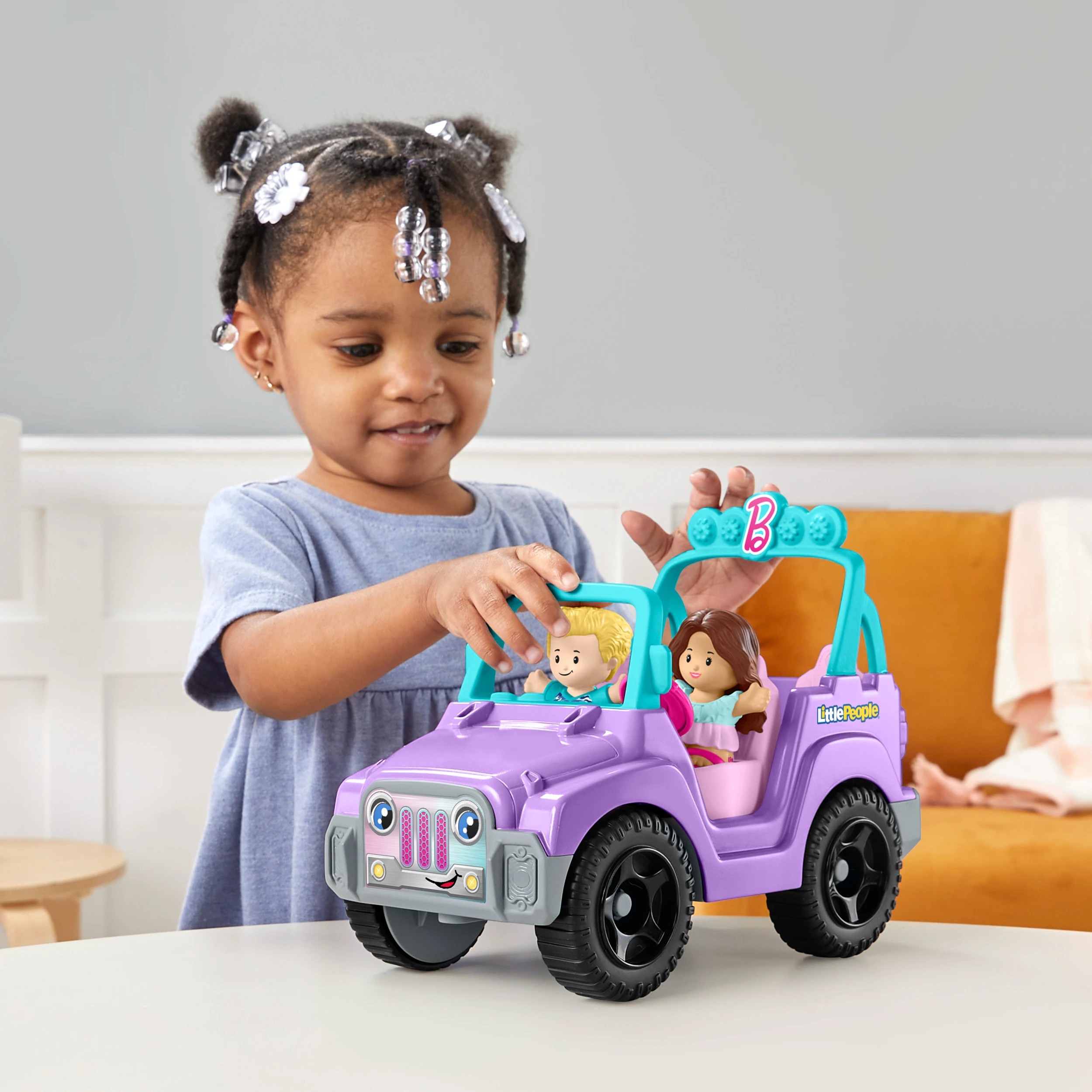 6 Fisher-Price Barbie Little People Beach Cruiser Toy Car, 6 of 6