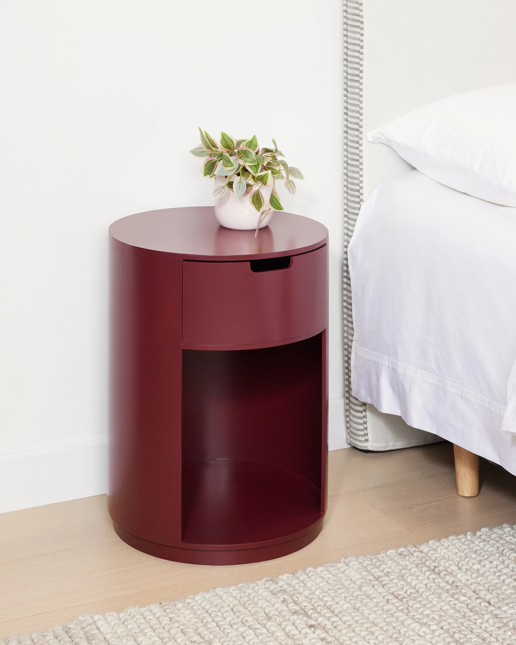 1 Chloe Bedside Table - Burgundy, 1 of 10