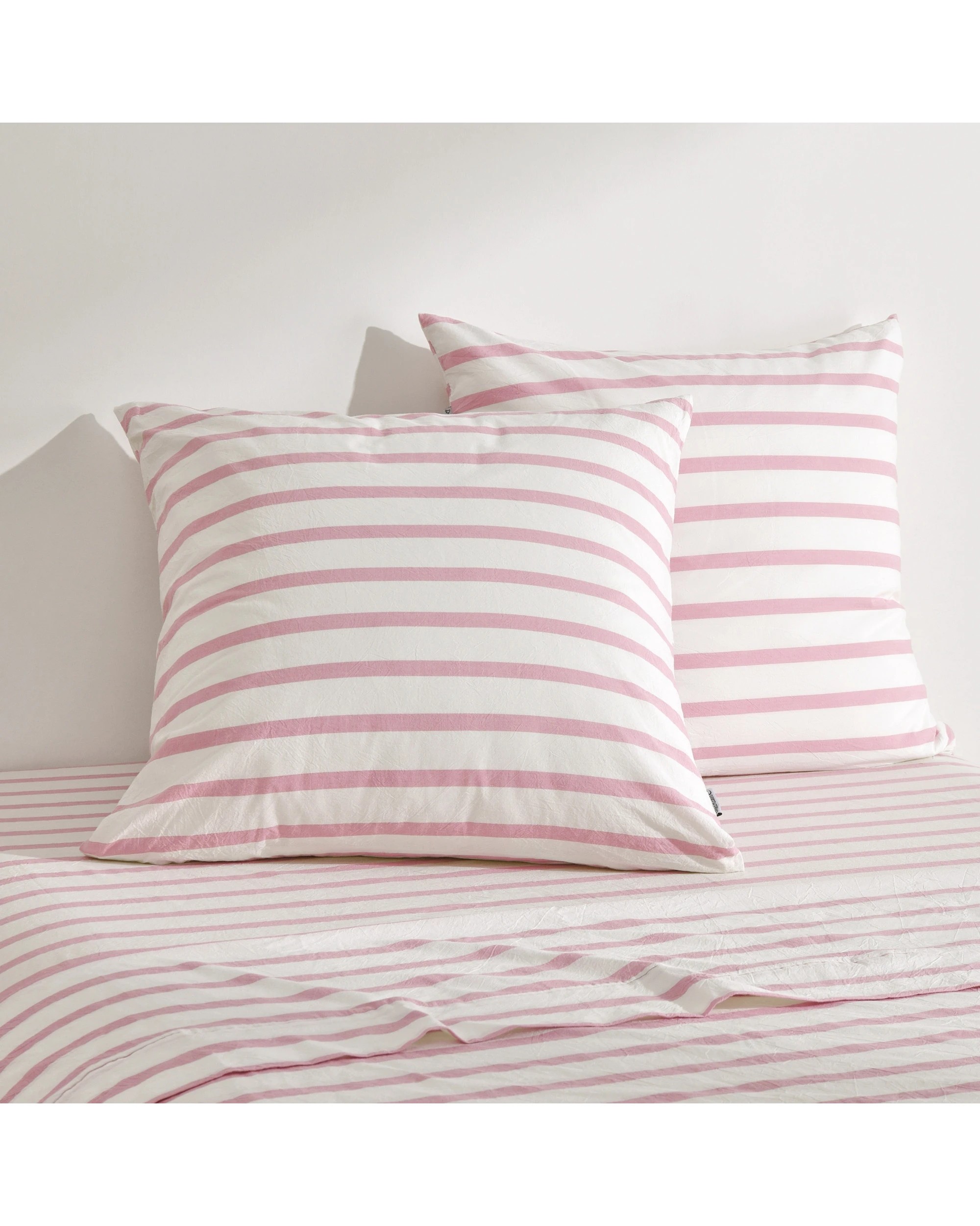 1 Dreamaker Twin Pack Bask Yarn Dyed Washed Cotton Striped Standard Pillowcase - Pink Pearl, 1 of 6