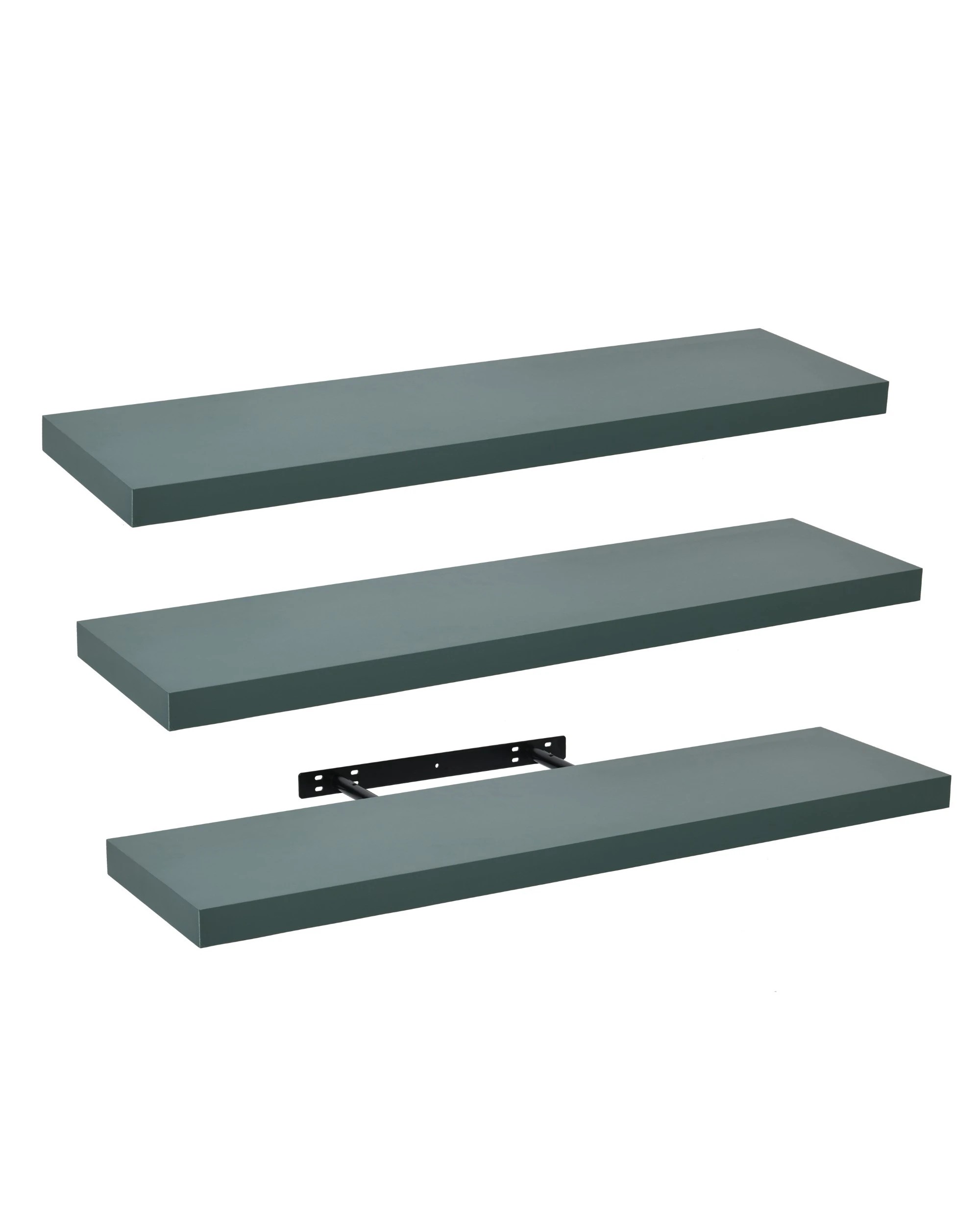 3 Takara Seiso Floating Wall Shelves Display Rack (Set of 3) Large 90cm - Green, 3 of 10
