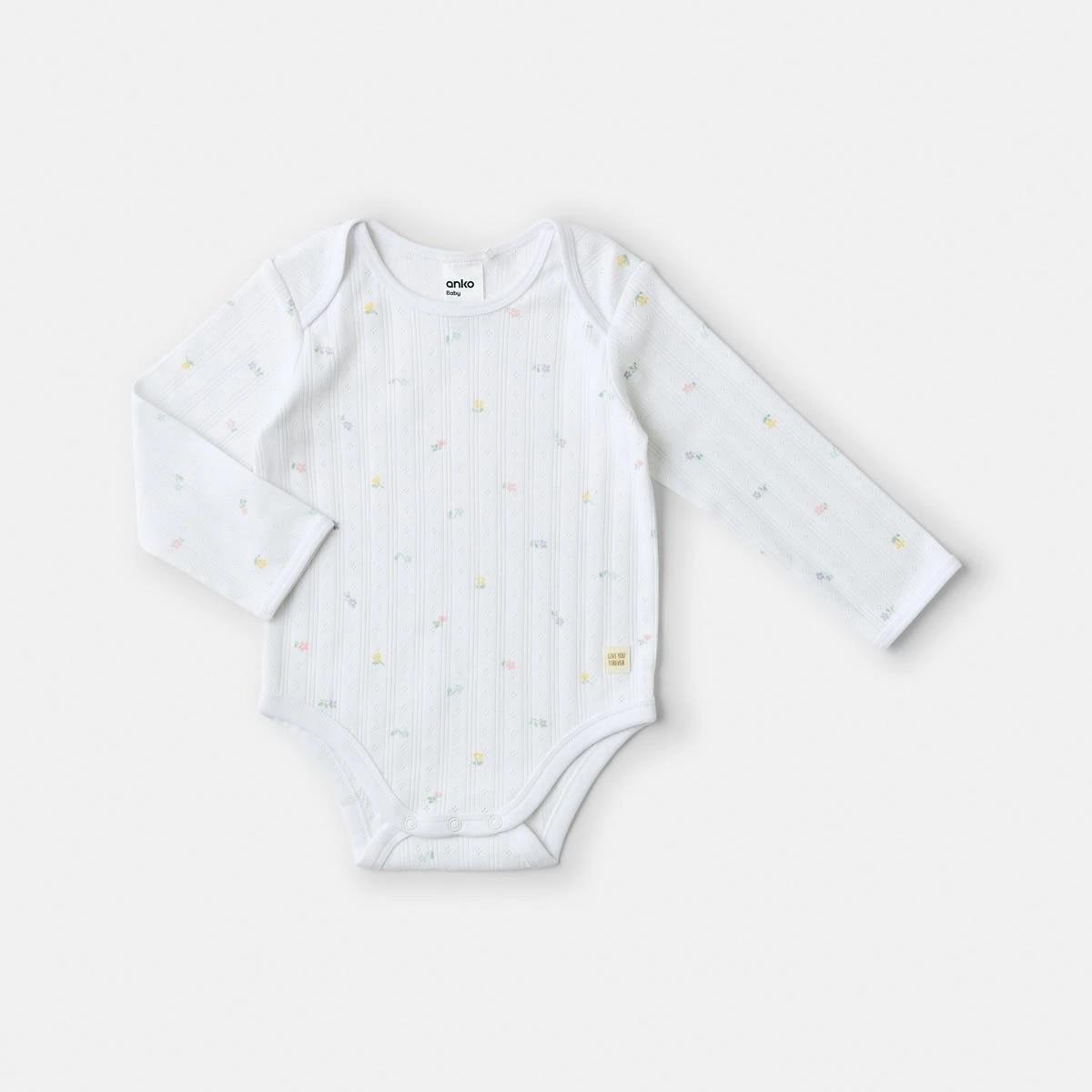 4 2 Piece Long Sleeve Newborn Set WHITE FLORAL, 4 of 5