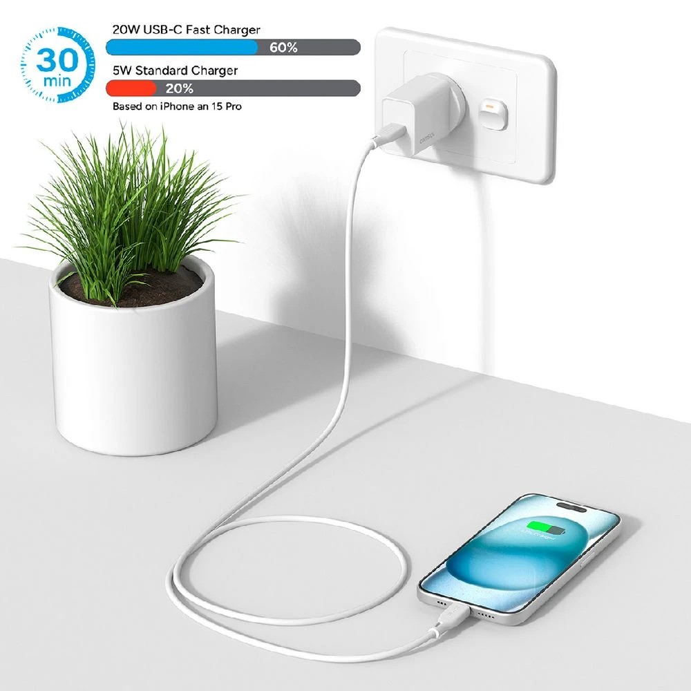 5 Comsol USB-C Wall Charger 20W with 1.5m Cable White, 5 of 5