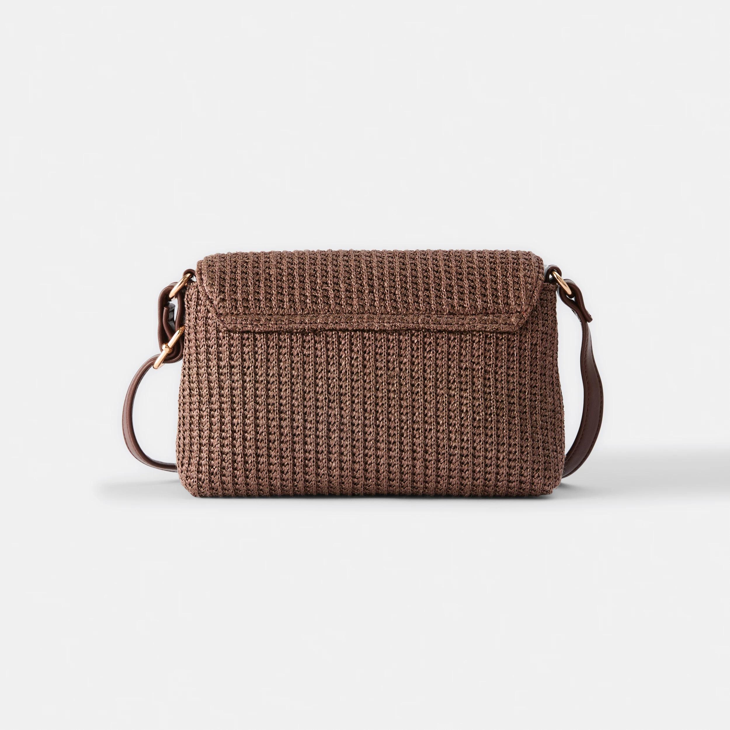 2 Straw Crossbody Bag Brown, 2 of 7