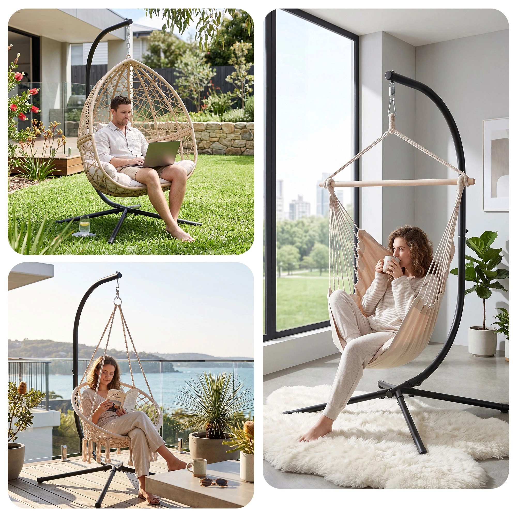 7 Gardeon Hammock Stand 120cmx195cm Metal Frame for Hanging Hammock Chairs Outdoor Furniture 150kg Capacity - Black, 7 of 8