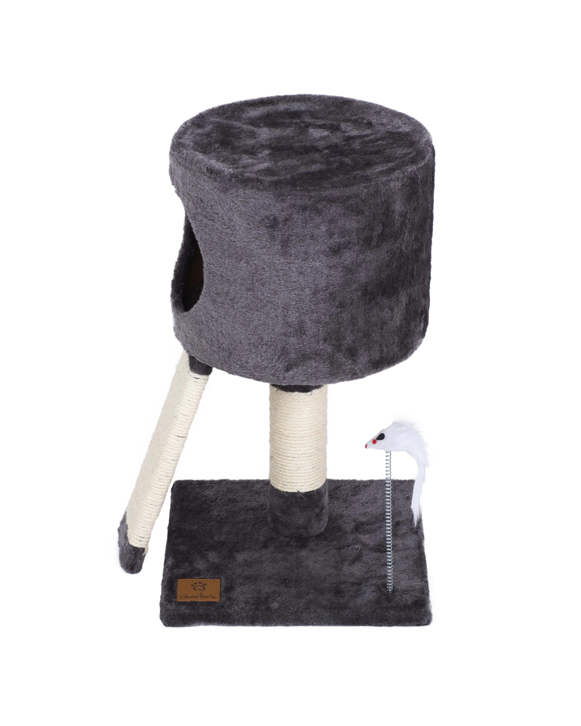 5 Charlie's Lite Cat Tree Cubby With Scratching Post 30x30x52cm - Charcoal, 5 of 7