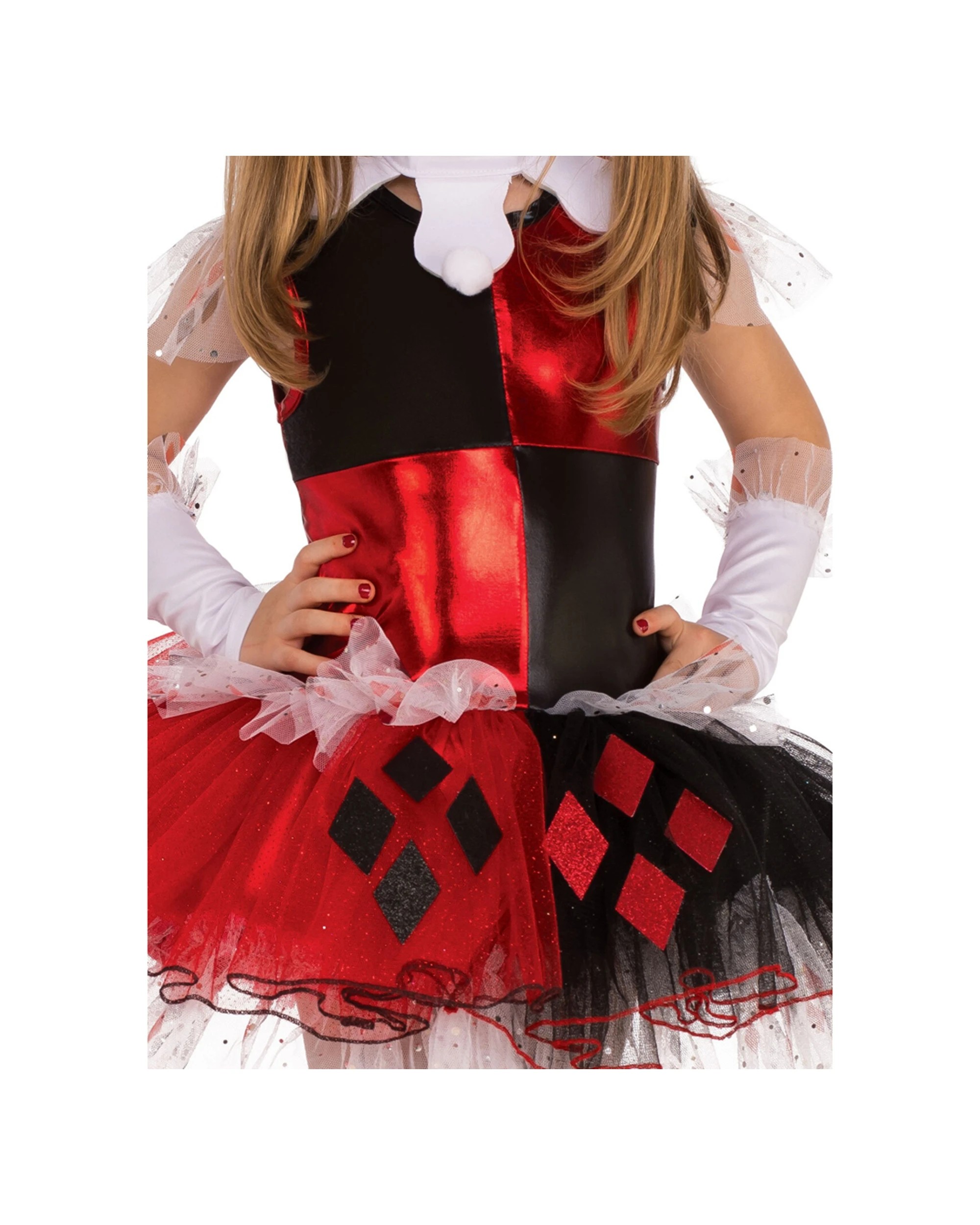 3 Dc Comics Harley Quinn Deluxe Costume Kids Dress Up Party Cosplay Outfit Size M - Red, 3 of 4