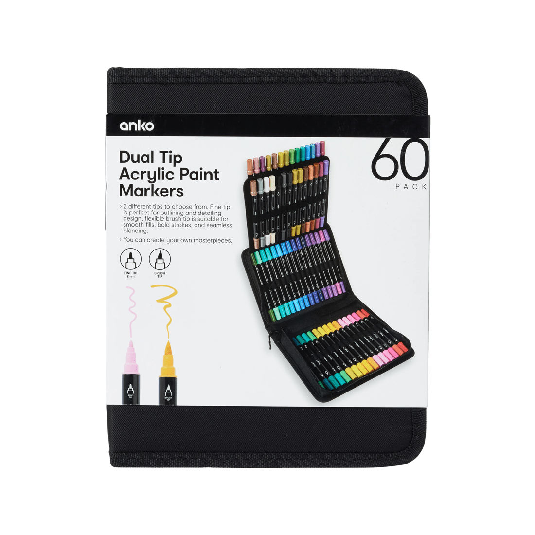 1 60 Pack Dual Tip Acrylic Paint Markers, 1 of 10