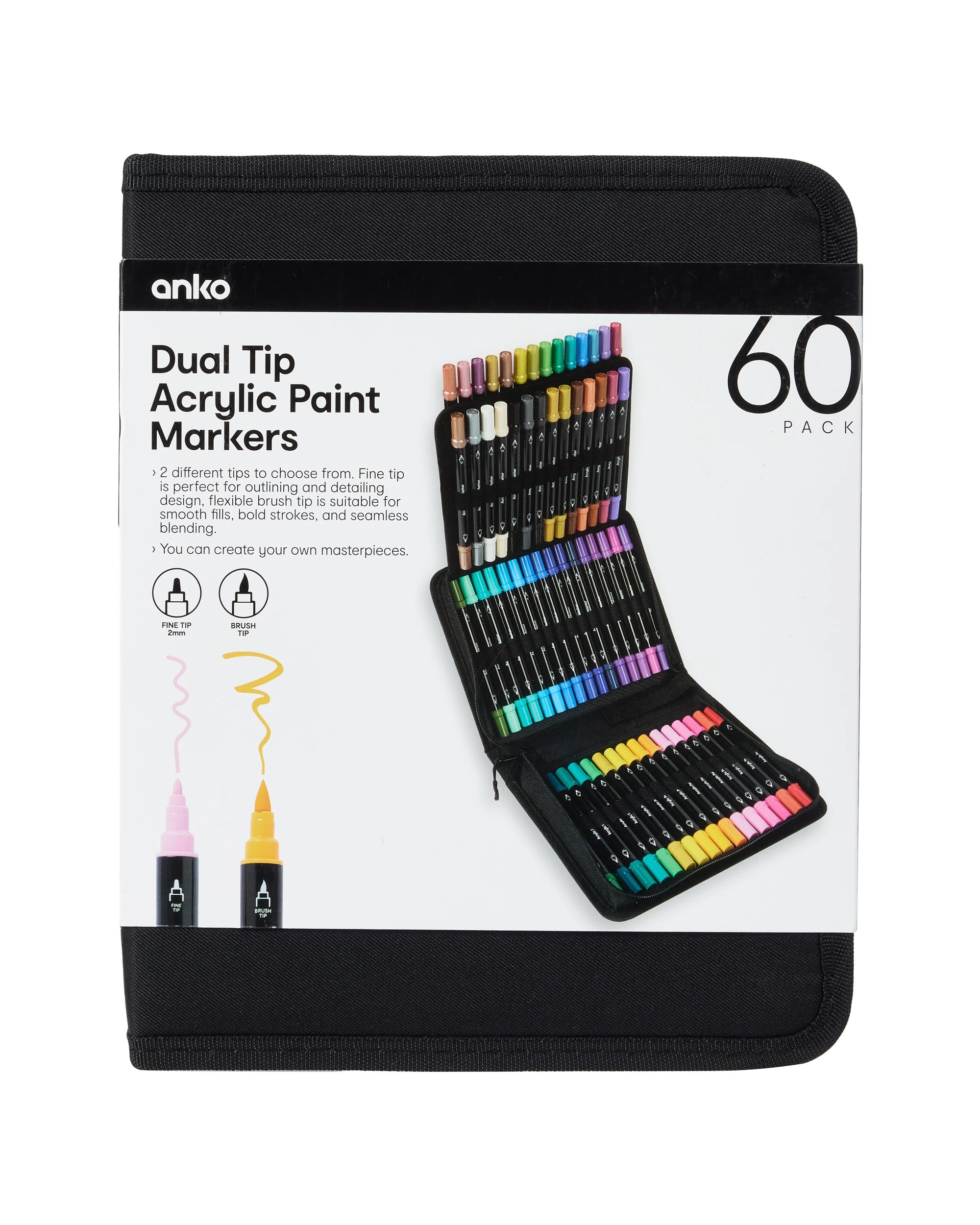 1 60 Pack Dual Tip Acrylic Paint Markers, 1 of 10