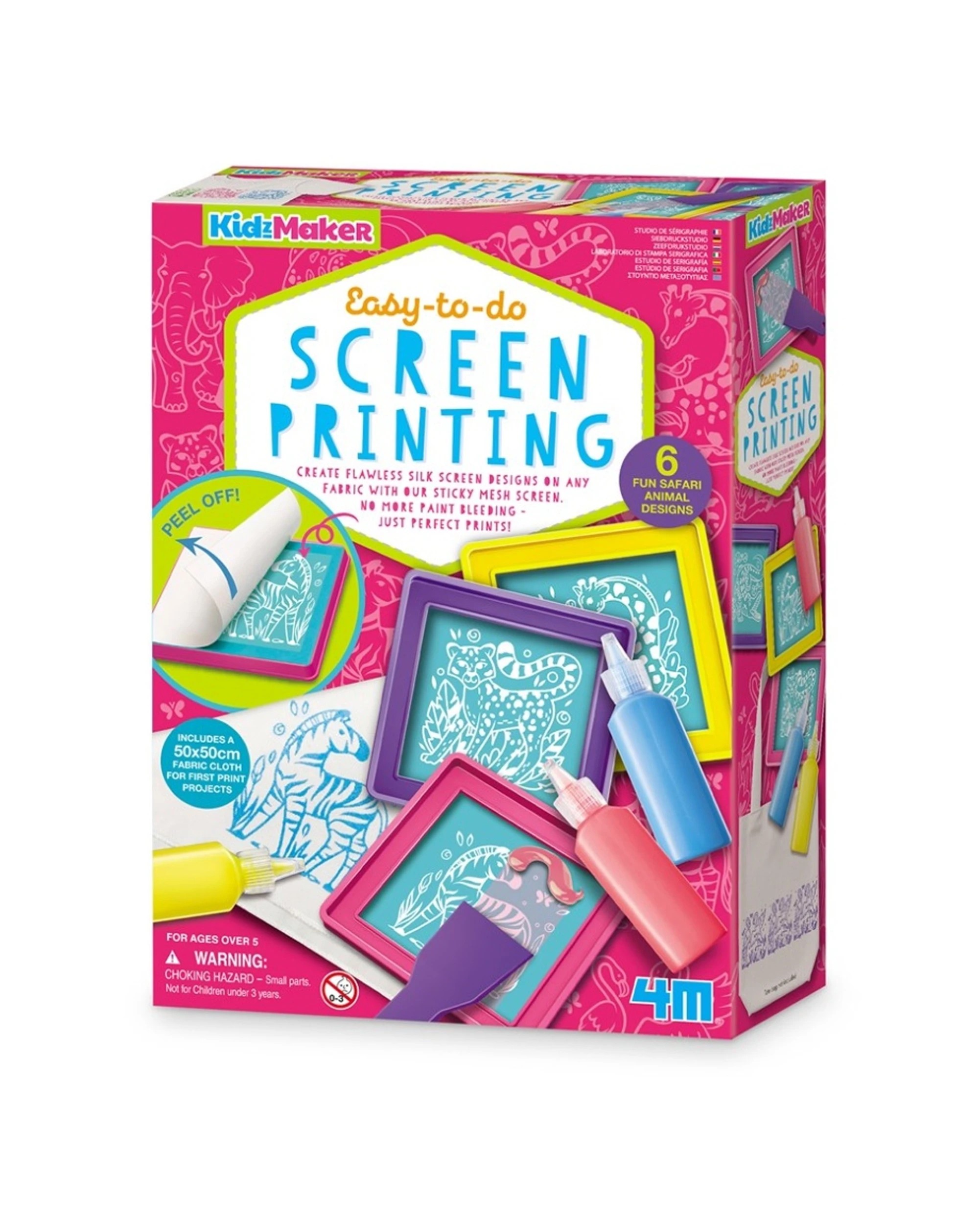 1 4M KidzMaker Animal Easy-To-Do Screen Printing Kids Children Craft Kit, 1 of 1
