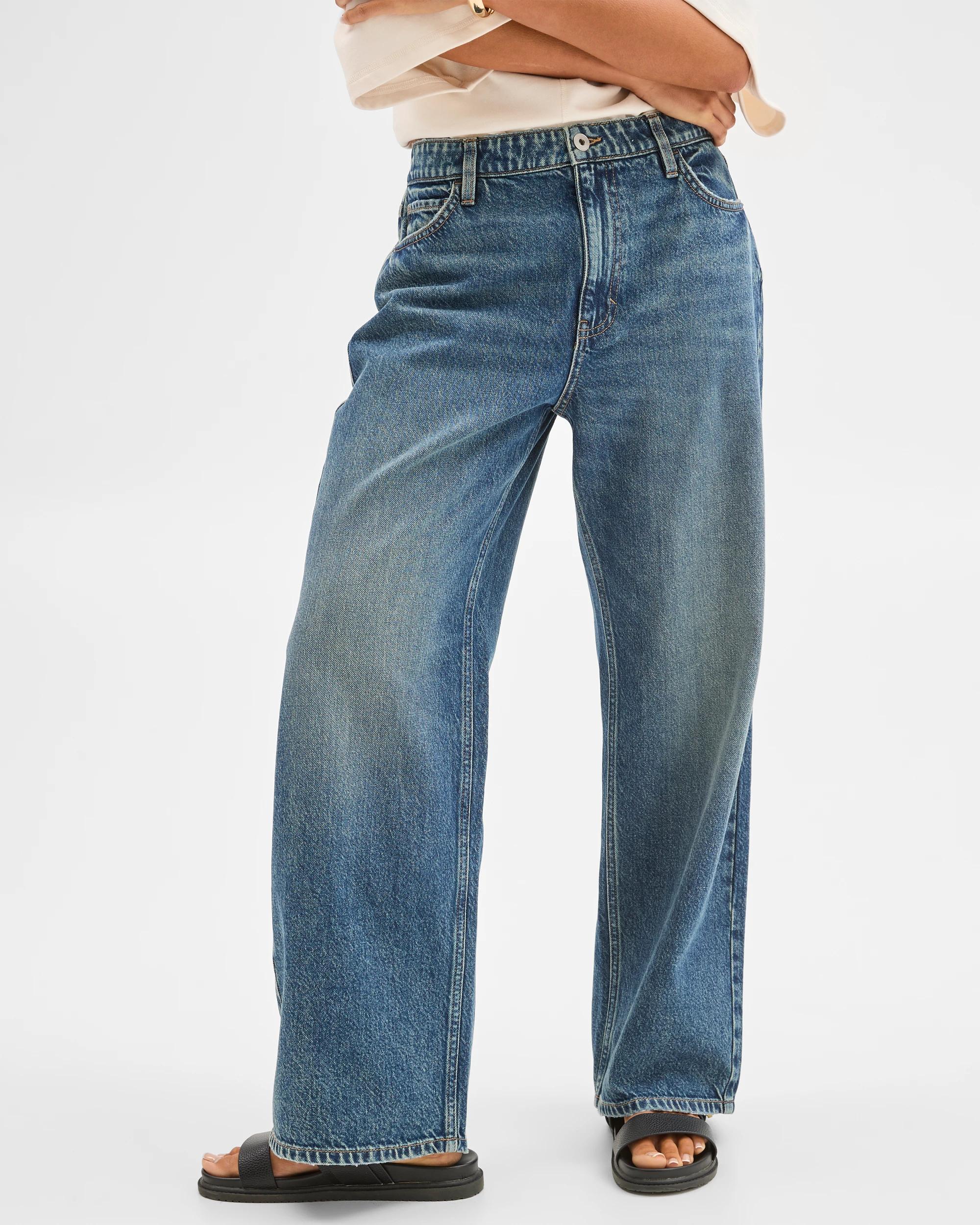 2 Lily Loves Denim Mid Rise Baggy Leg Jeans NAOMI BLUE, 2 of 6