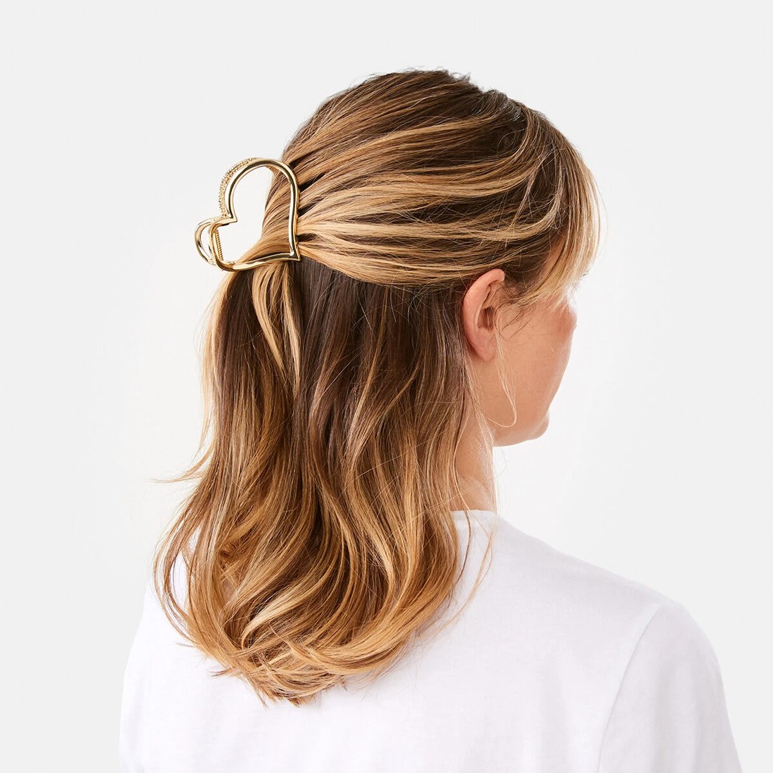 3 Gold Tone Metal Heart Hair Claw Clip, 3 of 4