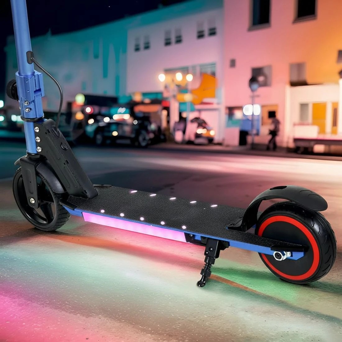 3 Electric Scooter 130W 16KM/H LED Light Folding Portable Riding Commuter - Blue, 3 of 4