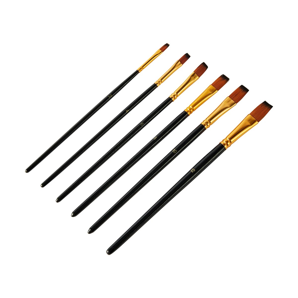 2 6 Pack Flat Taklon Brush Set, 2 of 5