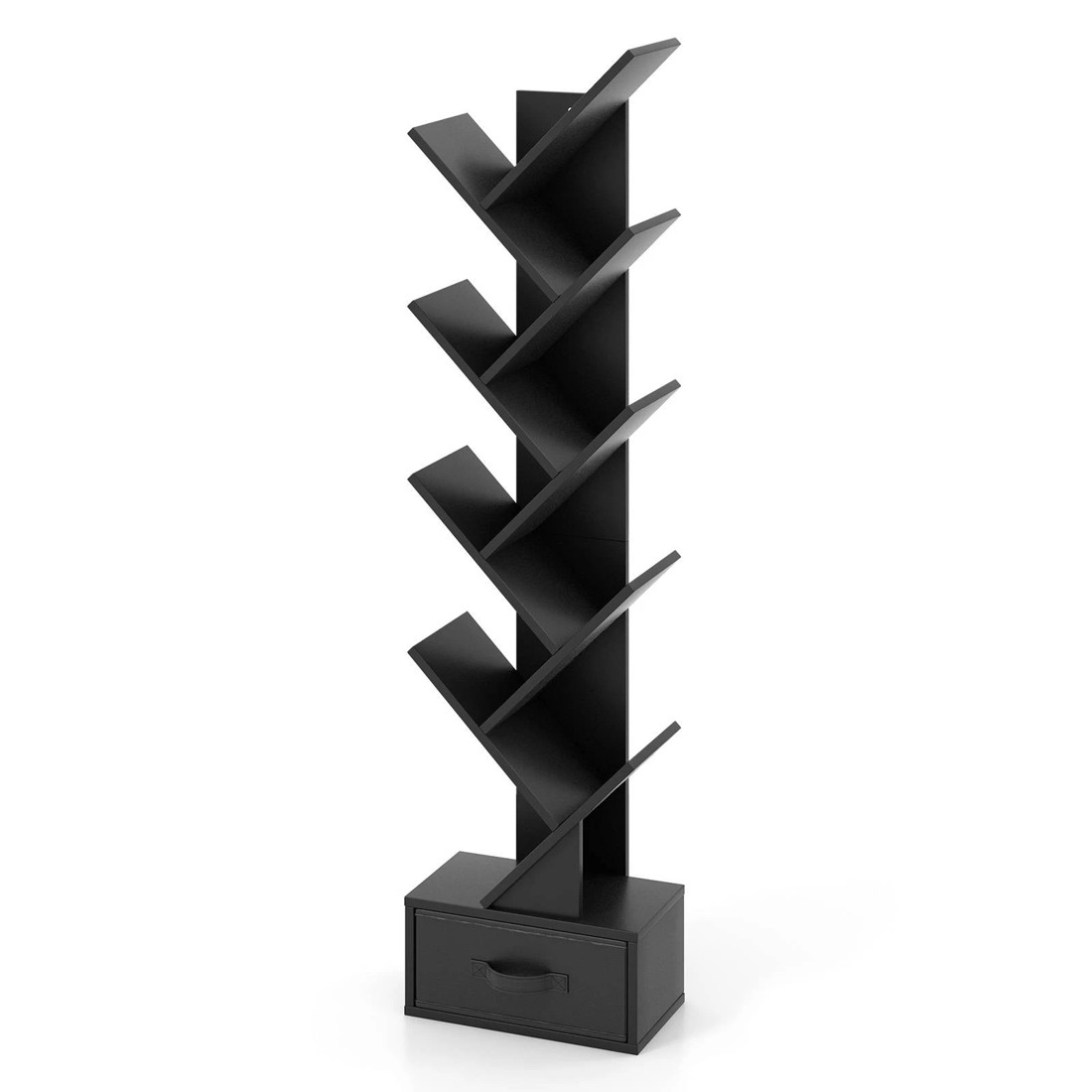 1 Costway Tree Bookshelf CD Display Rack Storage Organizer - Black, 1 of 4