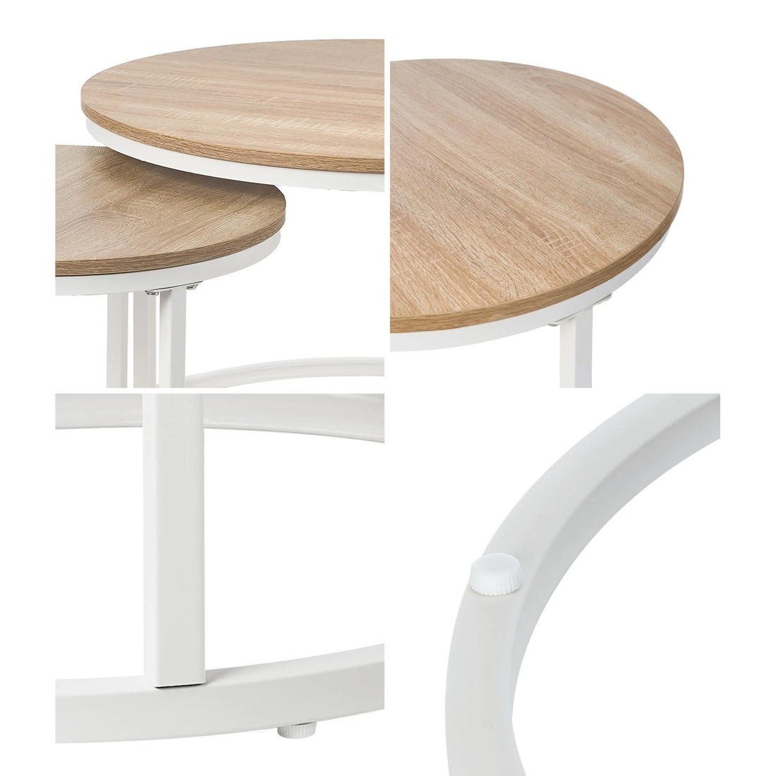 4 Oikiture Set Of 2 Coffee Table Round Nesting Side End Table
 - Natural, 4 of 10