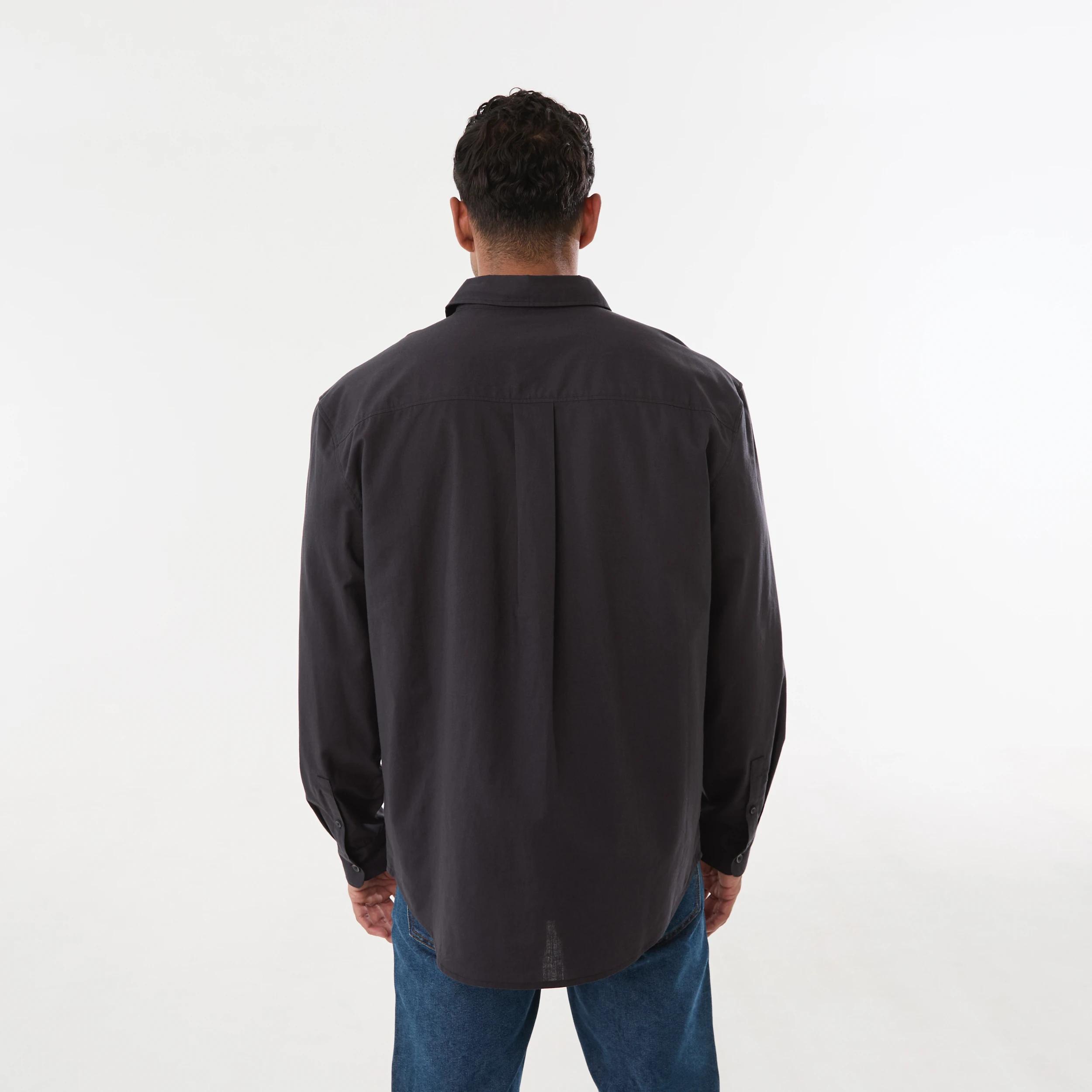3 Long Sleeve Cotton Linen Shirt OYSTER BLACK, 3 of 6