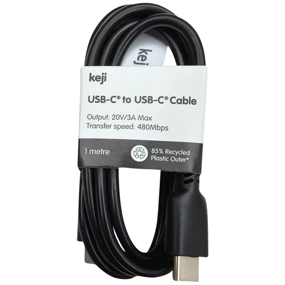 3 Keji USB-C to USB-C Cable 2A 1m Black, 3 of 4