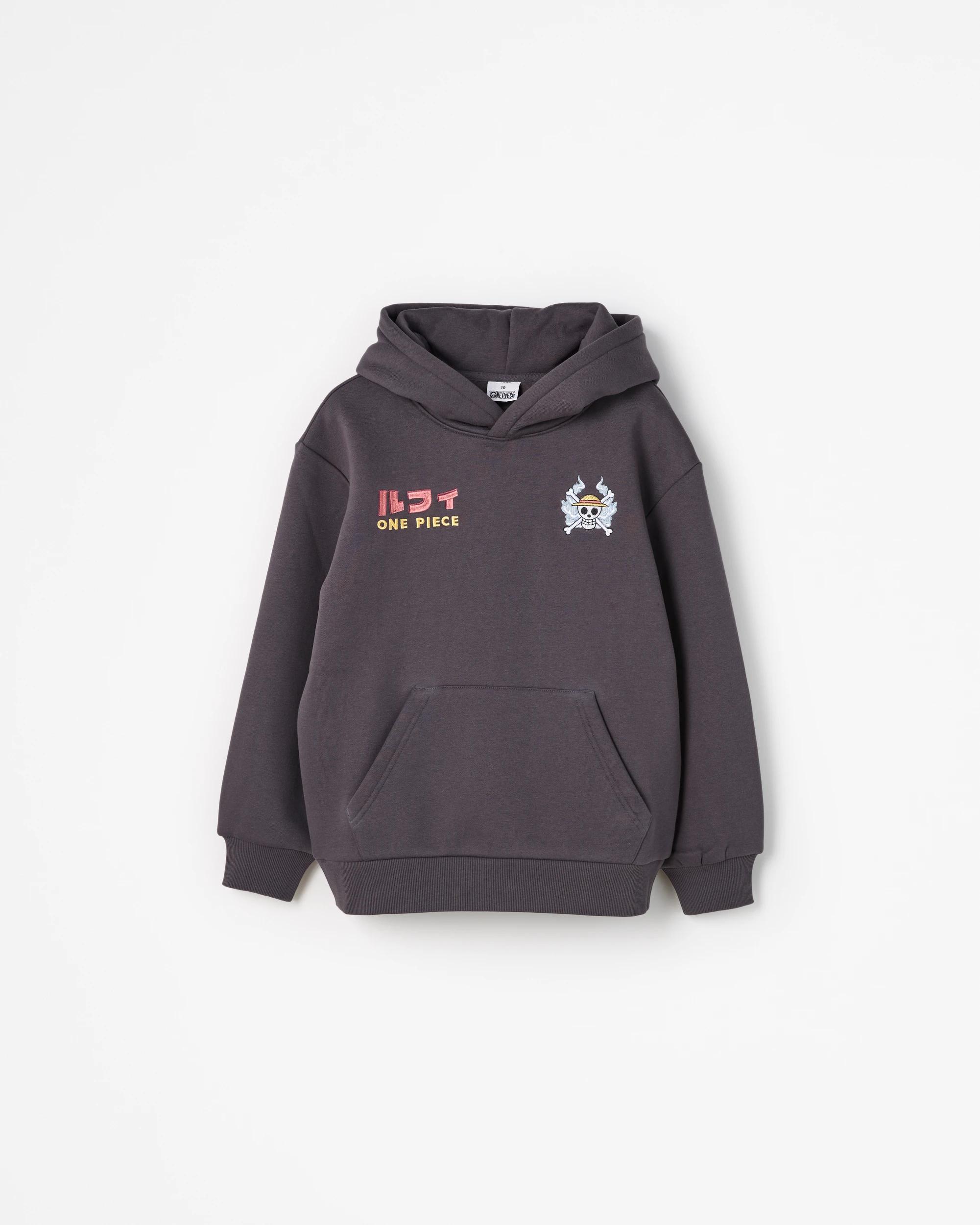 6 One Piece Gear 4 Luffy Popover Hooded Jumper WASHED BLACK, 6 of 10
