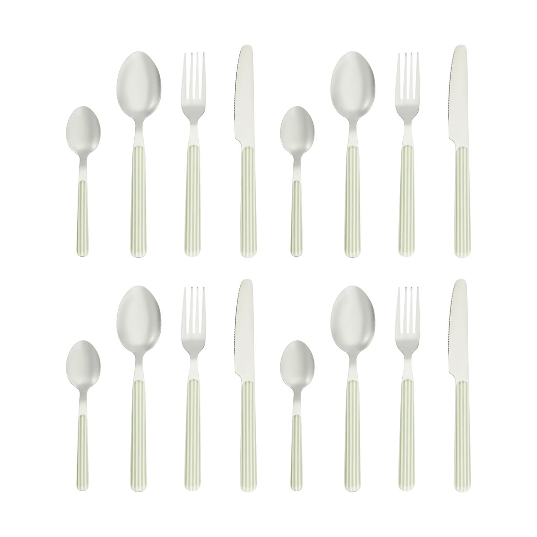 4 16 Piece Sage Stripe Cutlery Set, 4 of 5