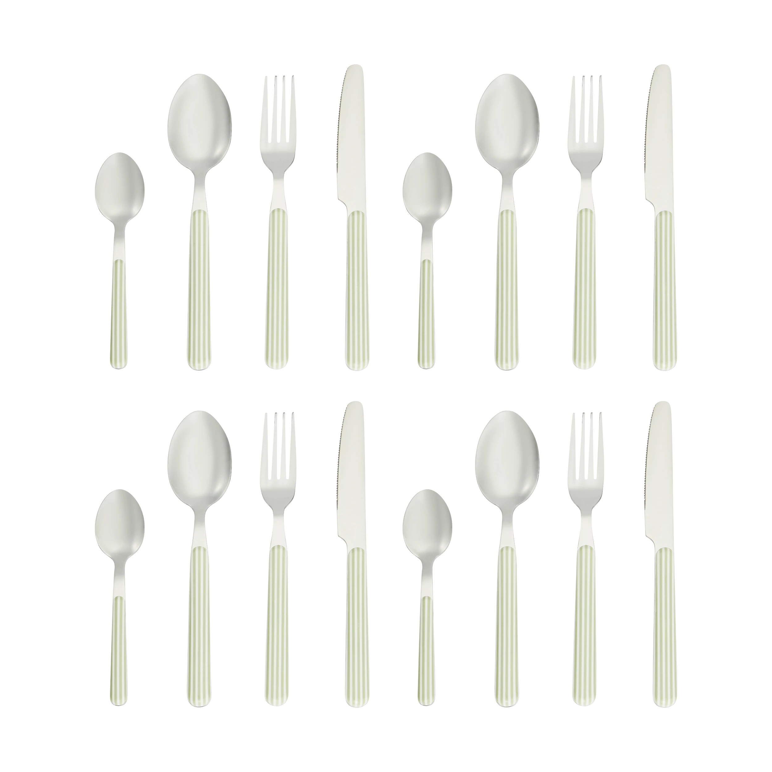 4 16 Piece Sage Stripe Cutlery Set, 4 of 5