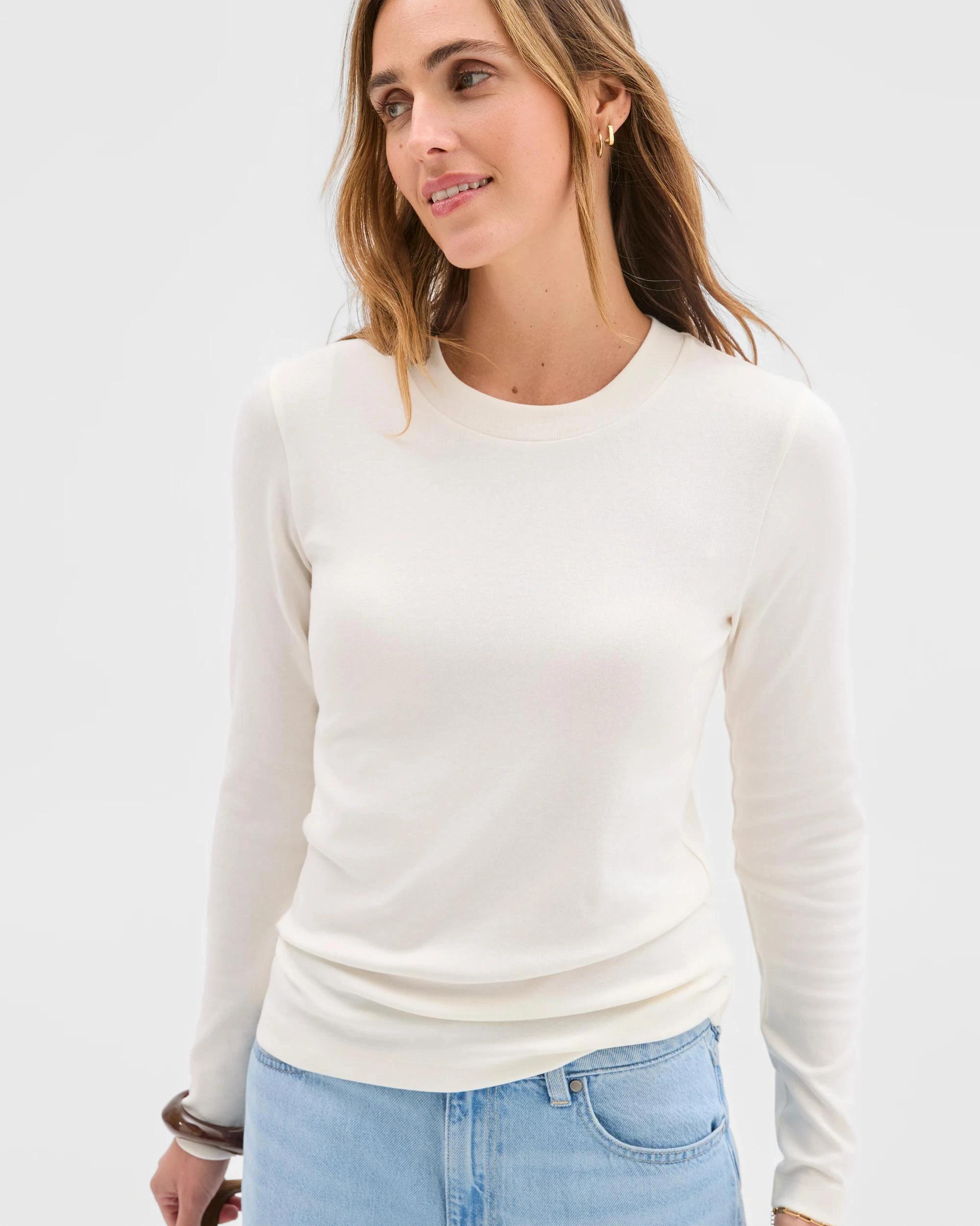 3 Target Woman Soft Touch Long Sleeve T-Shirt CLOUD DANCER, 3 of 6