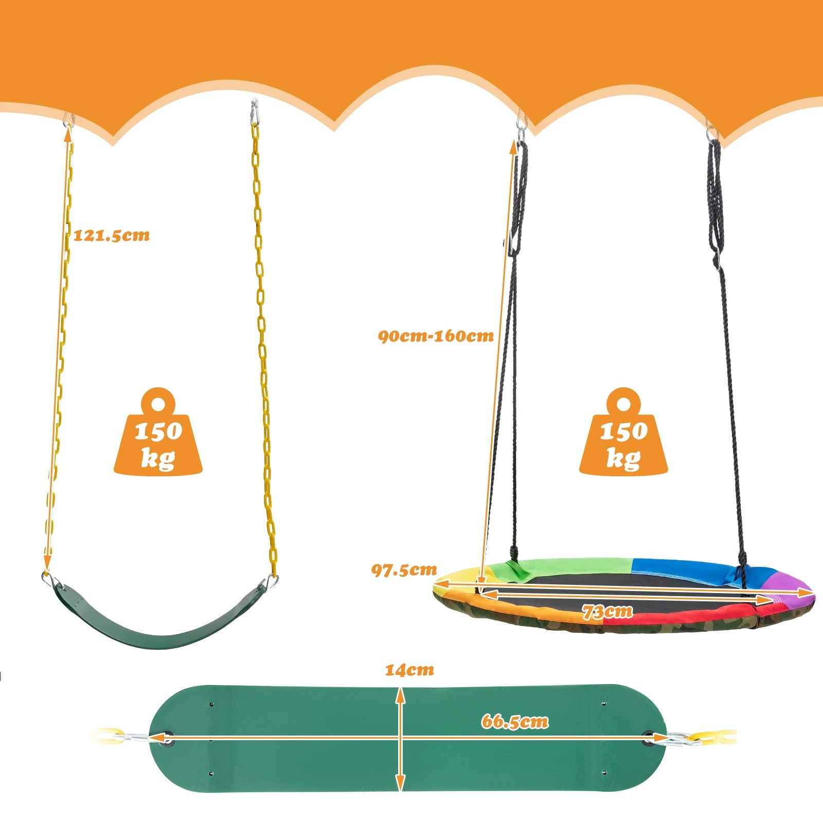 2 Costway 2PC Tree Swings Hammock Chair Round Saucer Belt Swing, 2 of 3