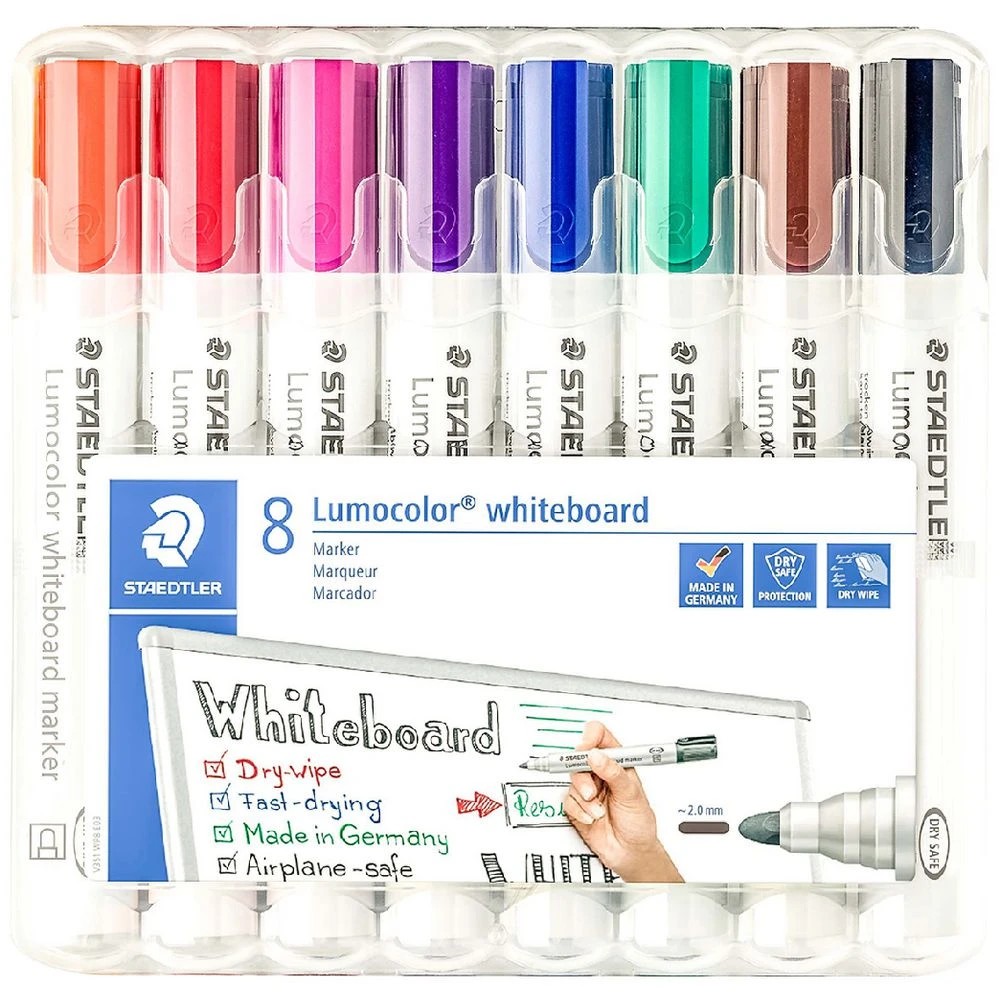 1 Staedtler Lumocolor Whiteboard Markers Bullet Assorted 8 Pack, 1 of 6