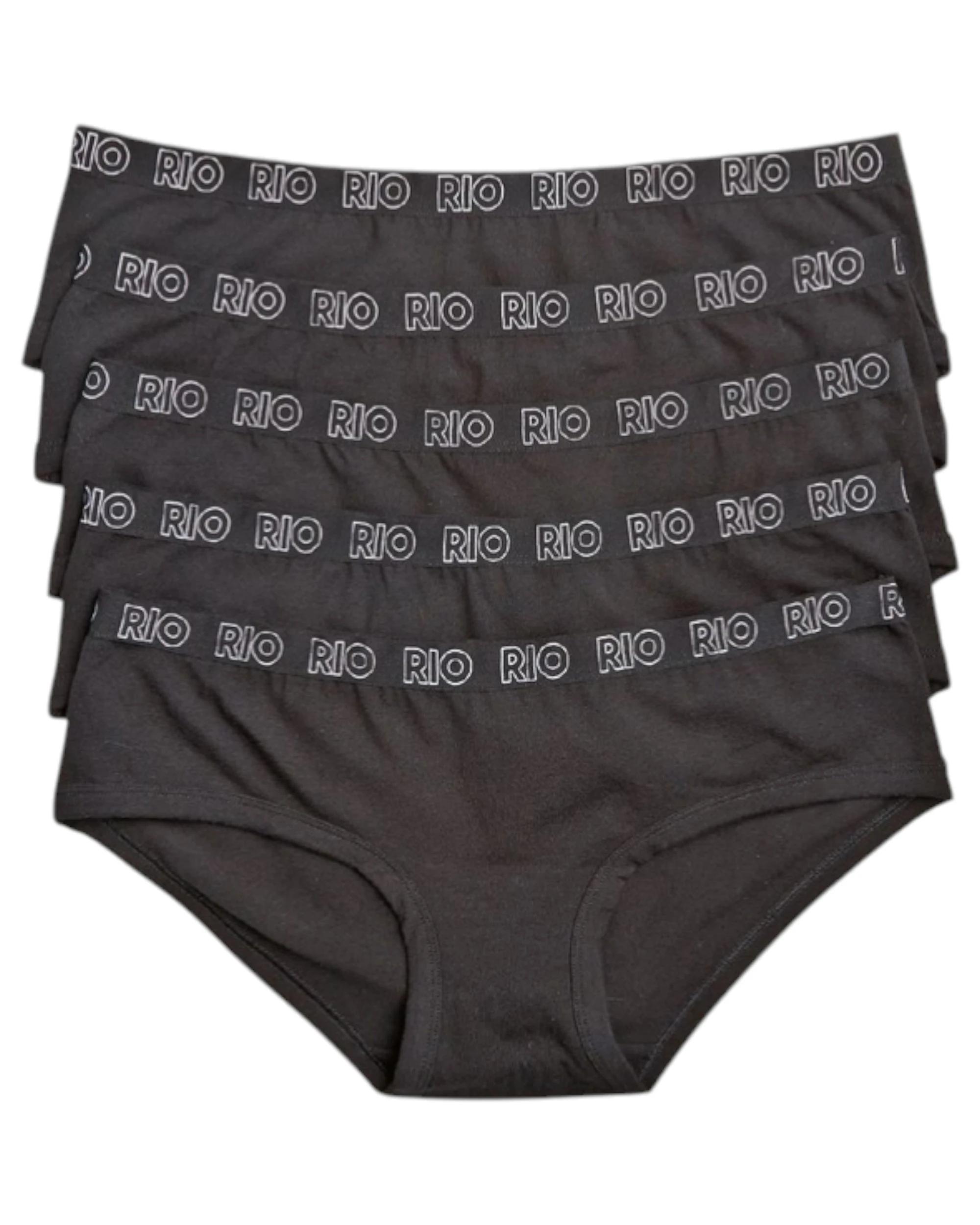 1 Rio 10 Pairs Womens Faves Boyleg Undies Underwear Black BLACK, 1 of 1