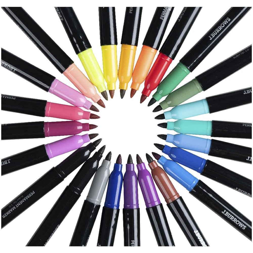 4 J.Burrows Permanent Markers 1mm Bullet Assorted 24 Pack, 4 of 4